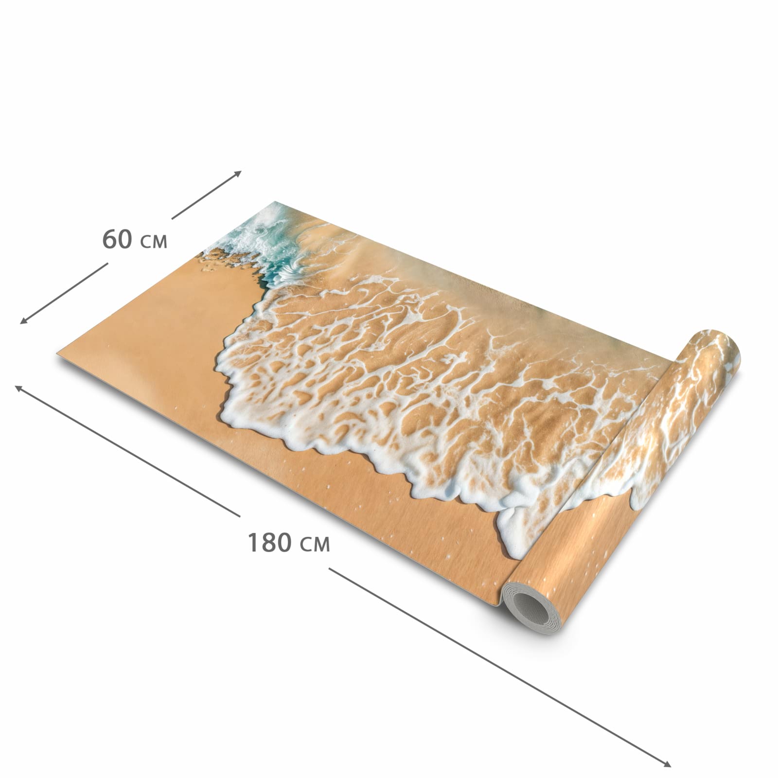 Geräuschdämpfender Küchenteppich mit Motiv Ozeanwellenstrand in der Größe 60x240 cm