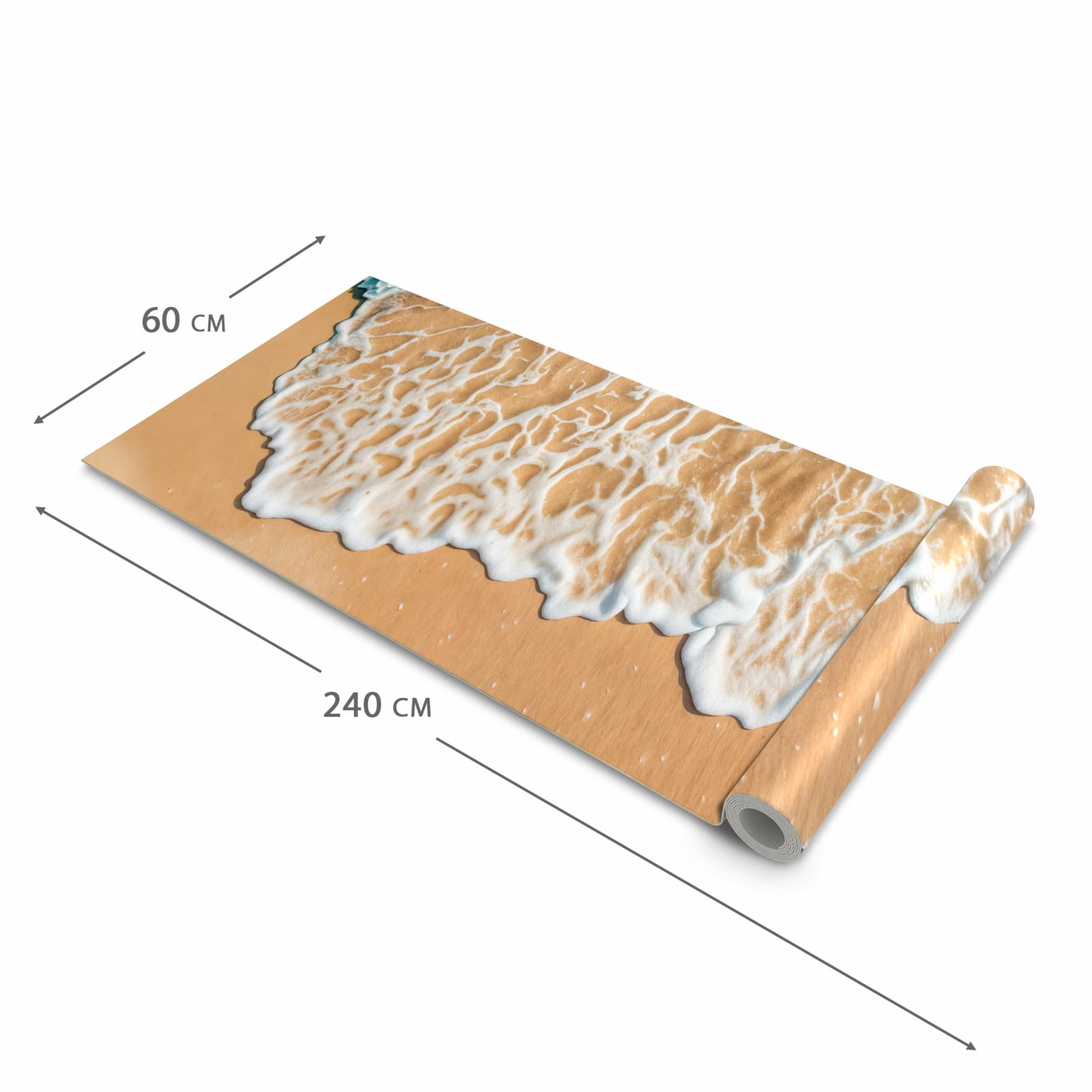 Abriebfester rutschfester Küchenteppich mit Motiv Ozeanwellenstrand in der Grösse 60x240 cm