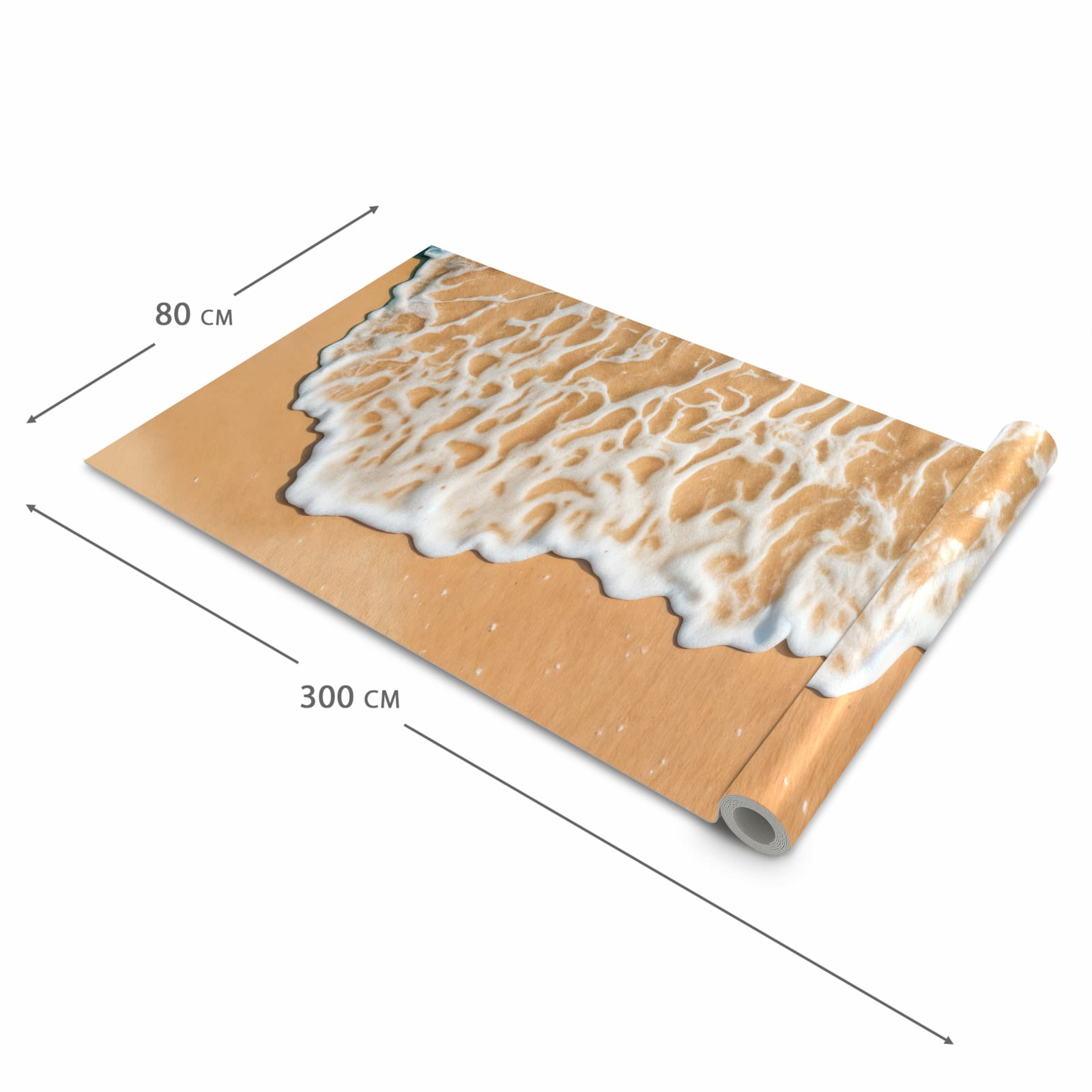 Langlebiger Küchenläufer mit Motiv Ozeanwellenstrand in der Grösse 60x240 cm