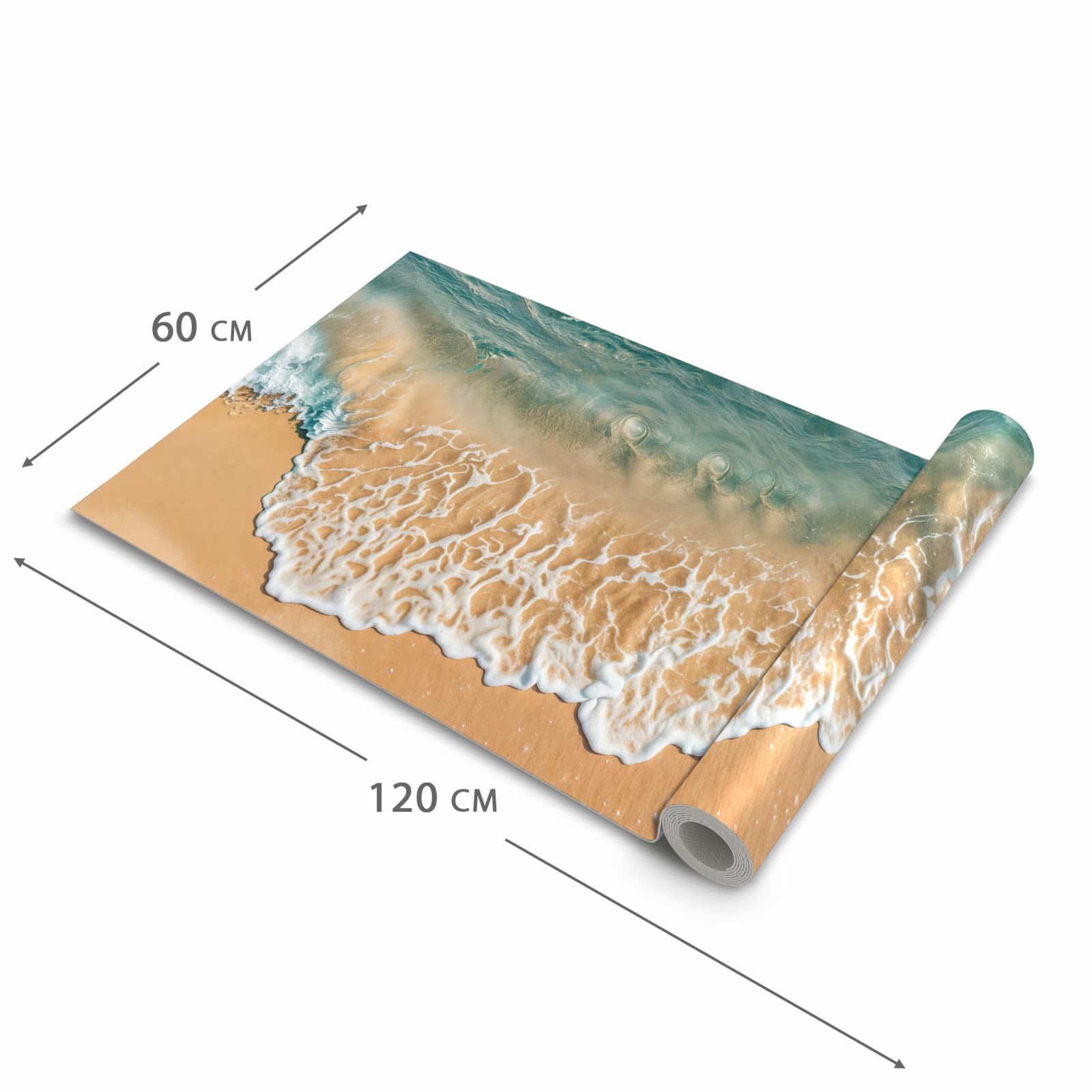 Küchenteppich mit Motiv Ozeanwellenstrand in der Grösse 60x240 cm für sicheres Aufbewahren