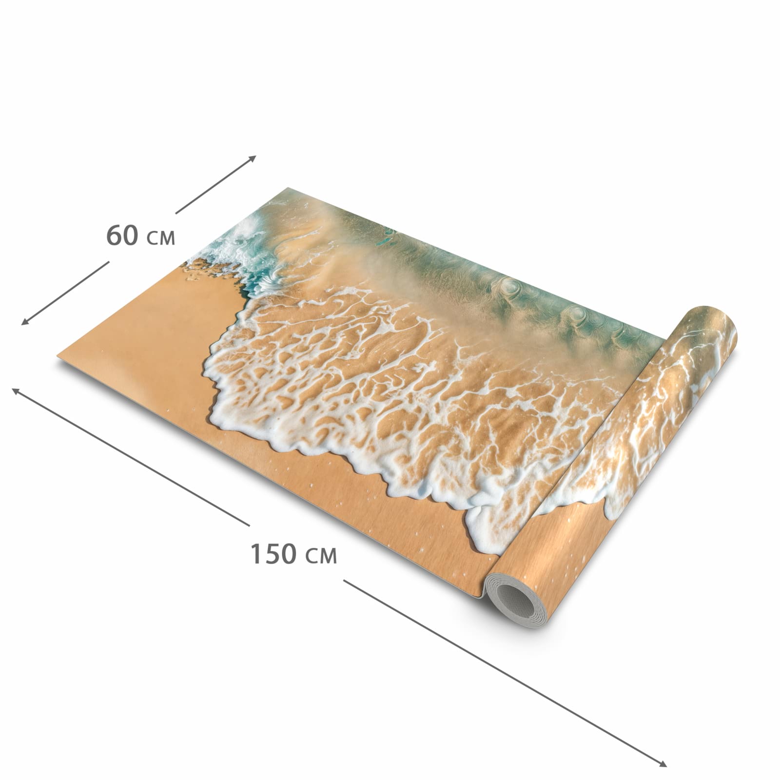 Zeitsparender waschbarer Küchenteppich mit Motiv Ozeanwellenstrand in der Grösse 60x240 cm