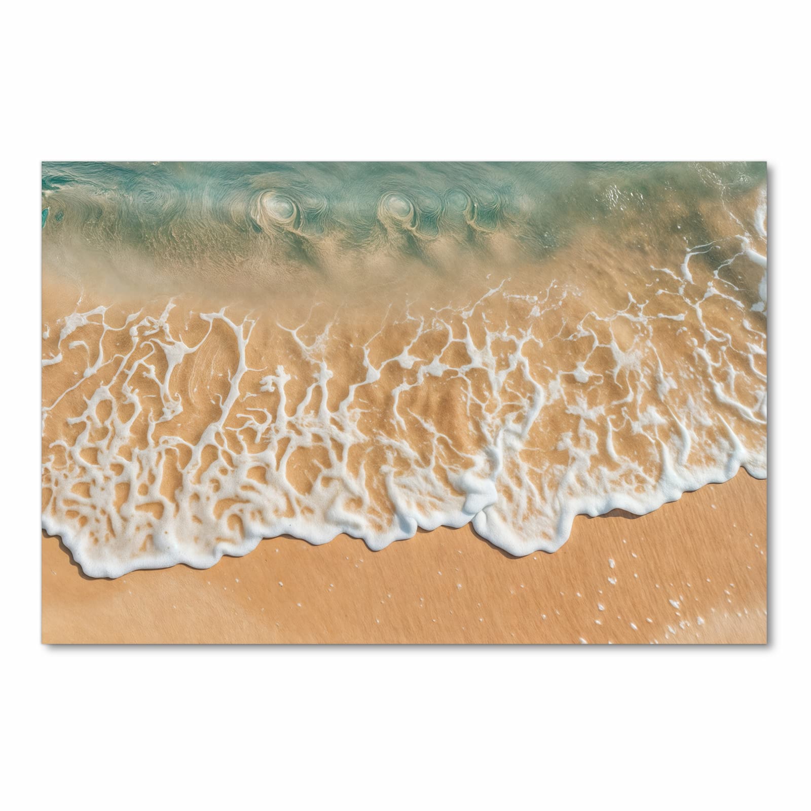 Geräuschdämpfender Küchenteppich mit Motiv Ozeanwellenstrand in Frontansicht