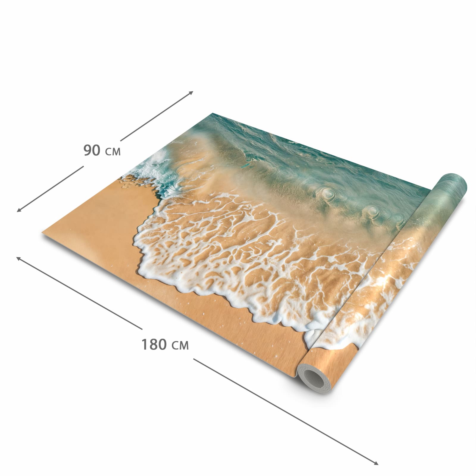 Flacher Küchenläufer mit Motiv Ozeanwellenstrand in der Grösse 60x240 cm