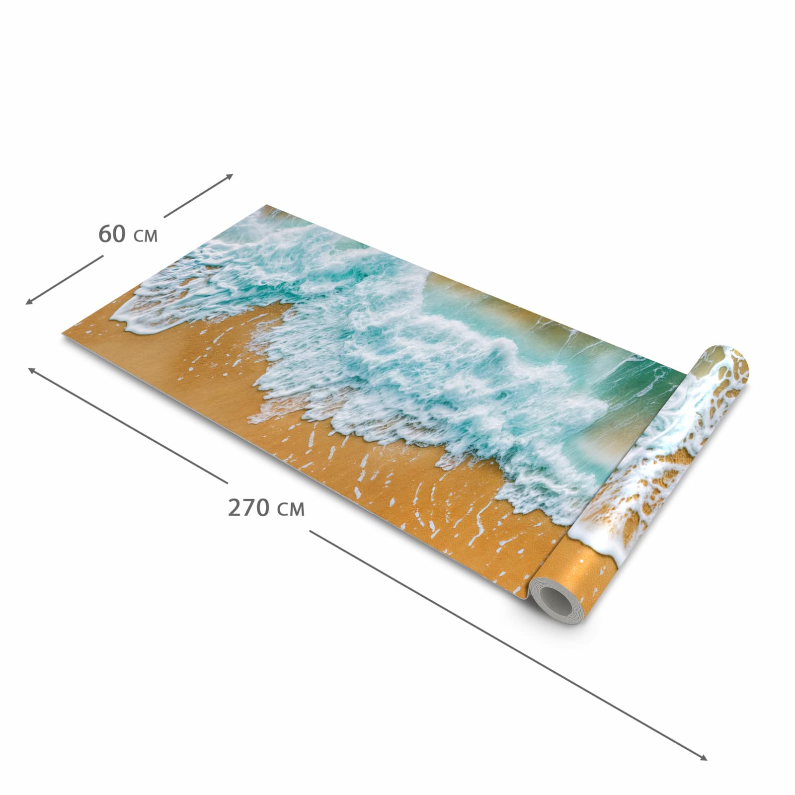 Waschbarer rutschfester Läufer mit Motiv Meeresbrandung in der Grösse 60x240 cm