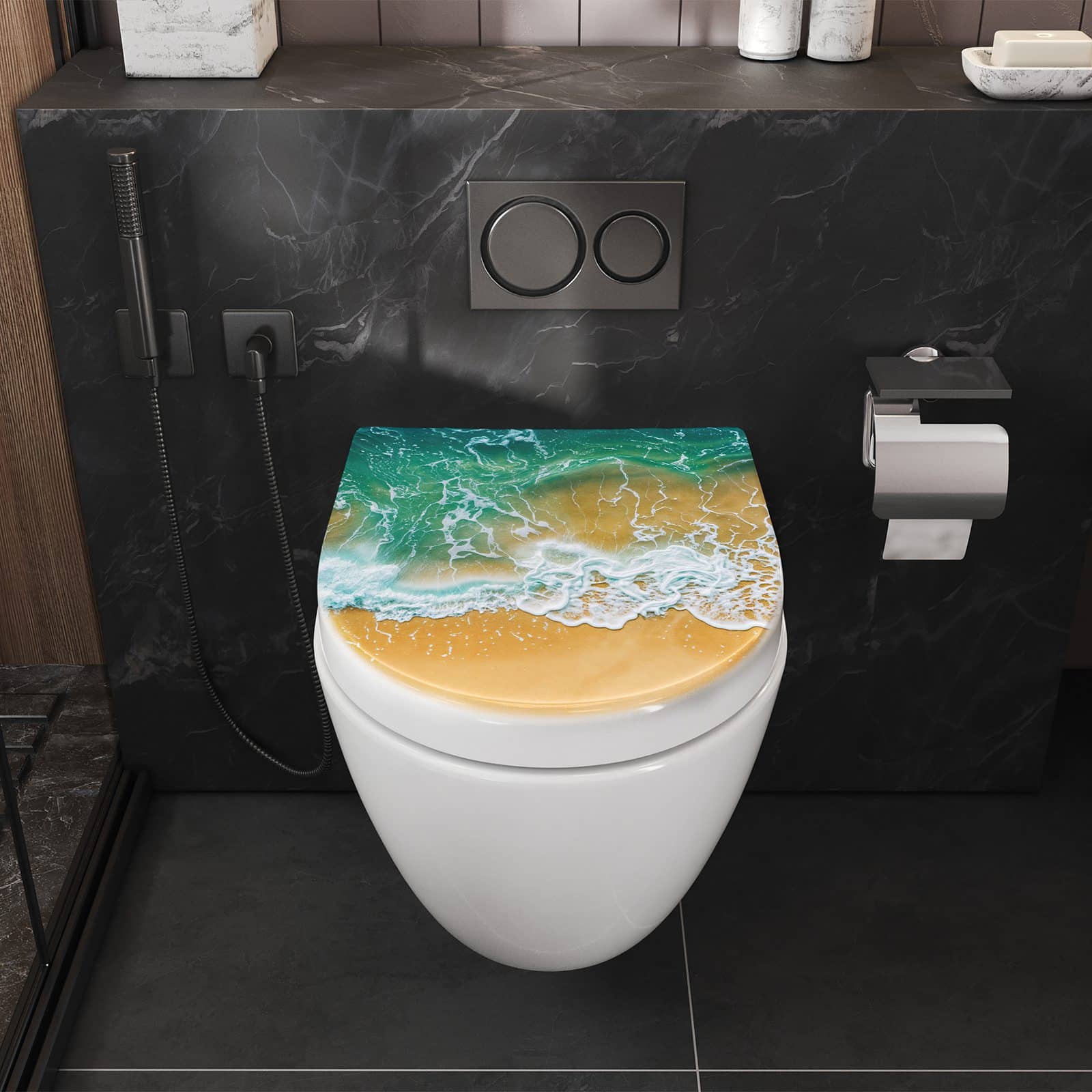 WC-Sitz mit Absenkautomatik Meeresbrandung