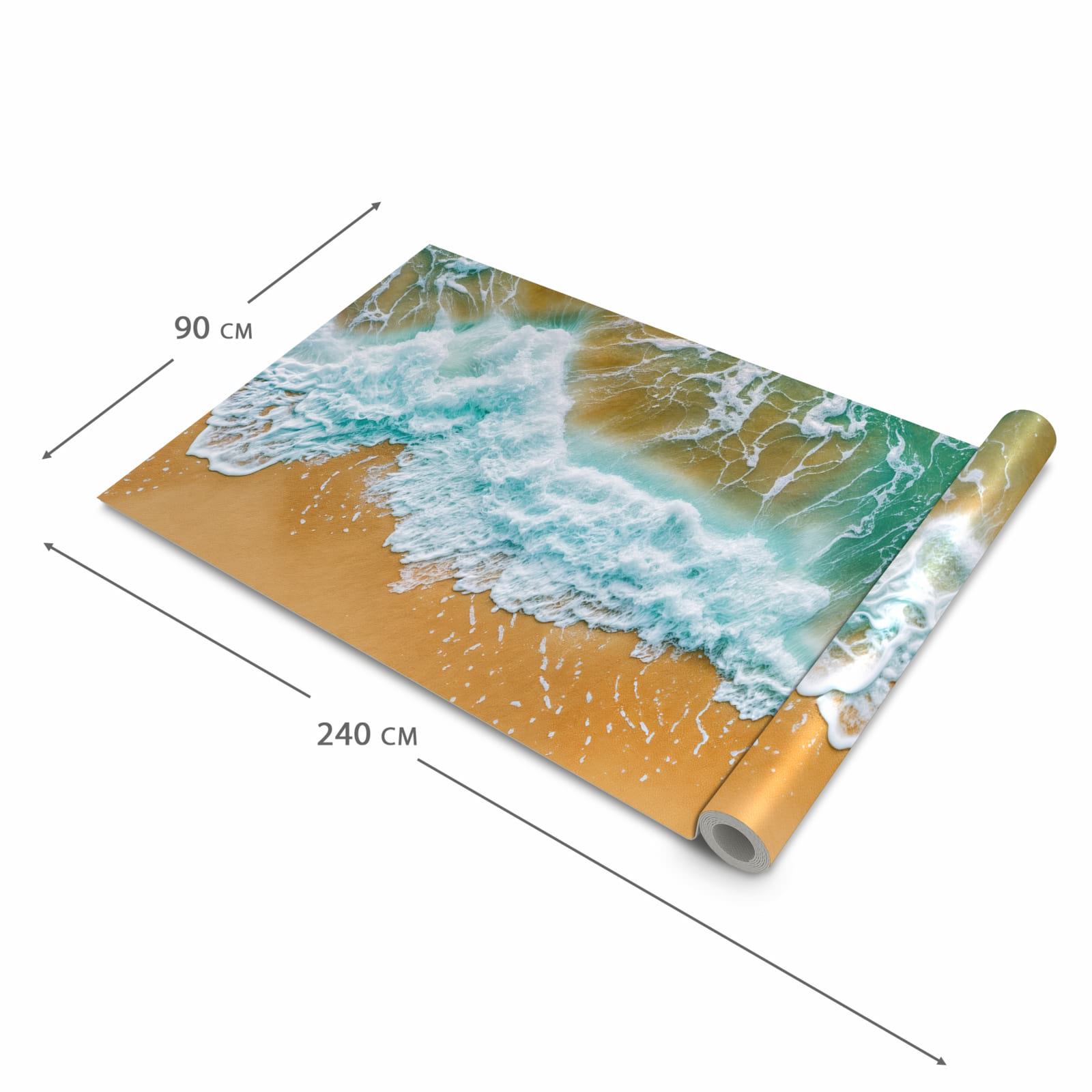 Formstabiler Bodenläufer Teppich mit Motiv Meeresbrandung in der Grösse 60x240 cm