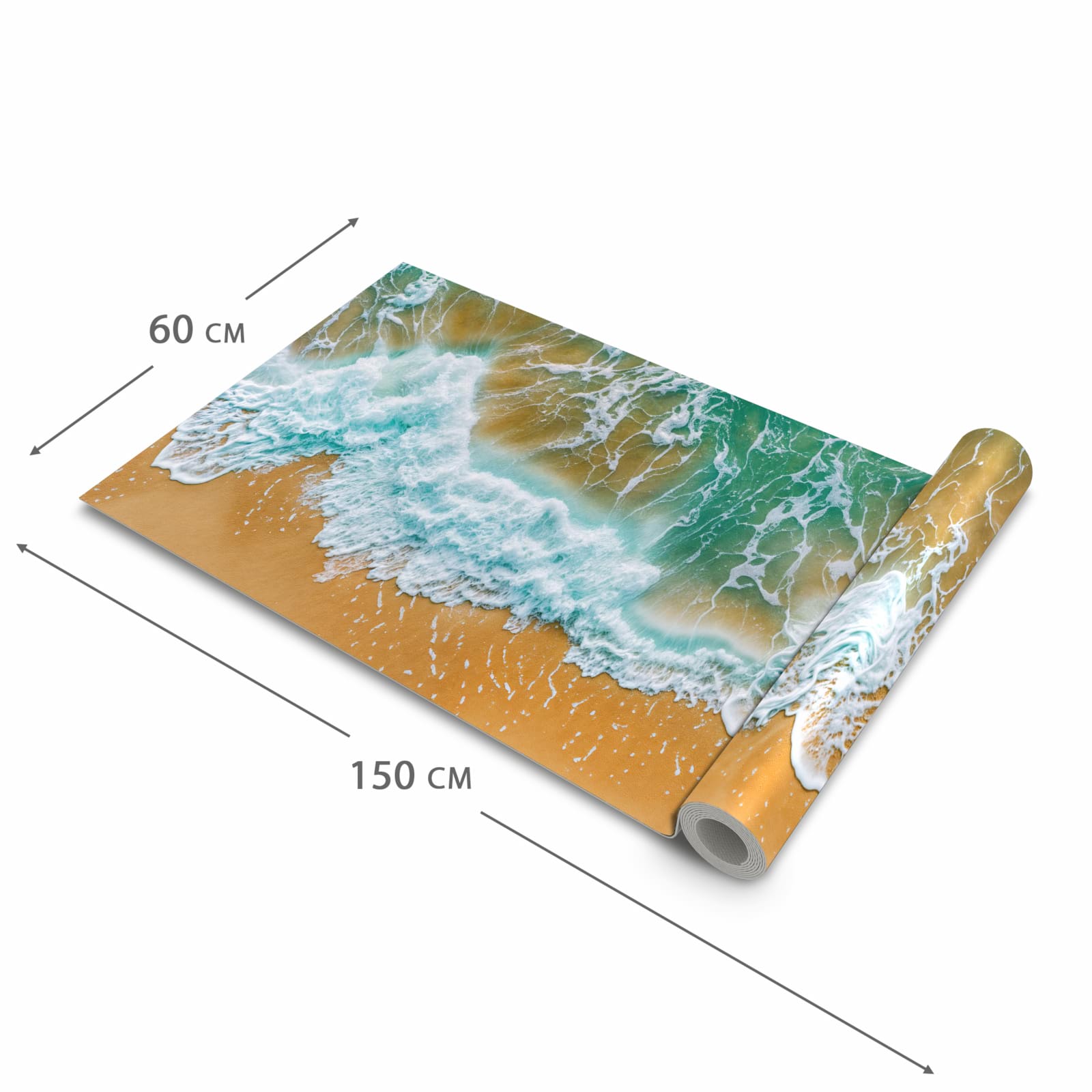 Waschbarer Küchenläufer mit Motiv Meeresbrandung in der Größe 60x240 cm für angenehme Haptik