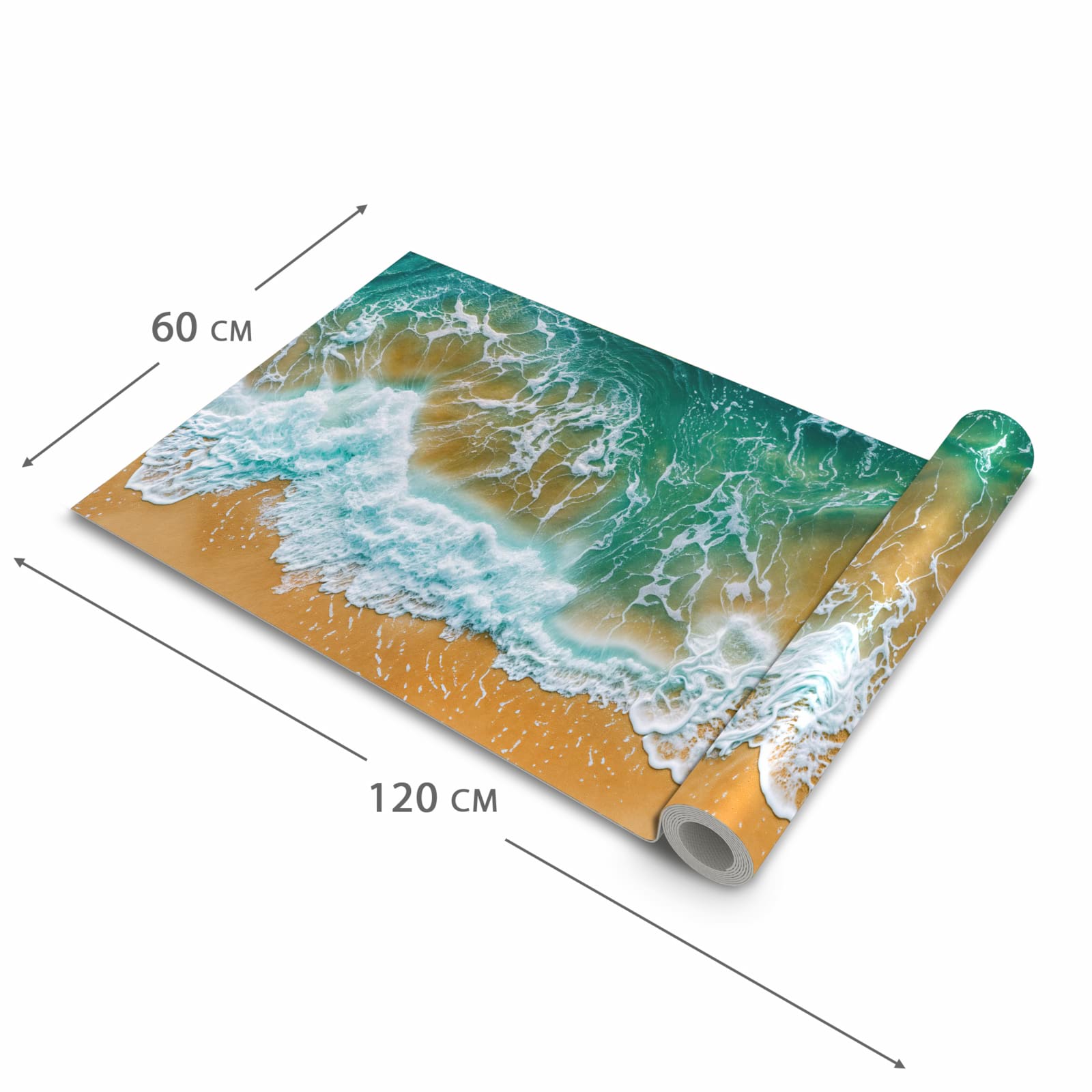 Waschbarer Küchenläufer mit Motiv Meeresbrandung in der Grösse 60x240 cm