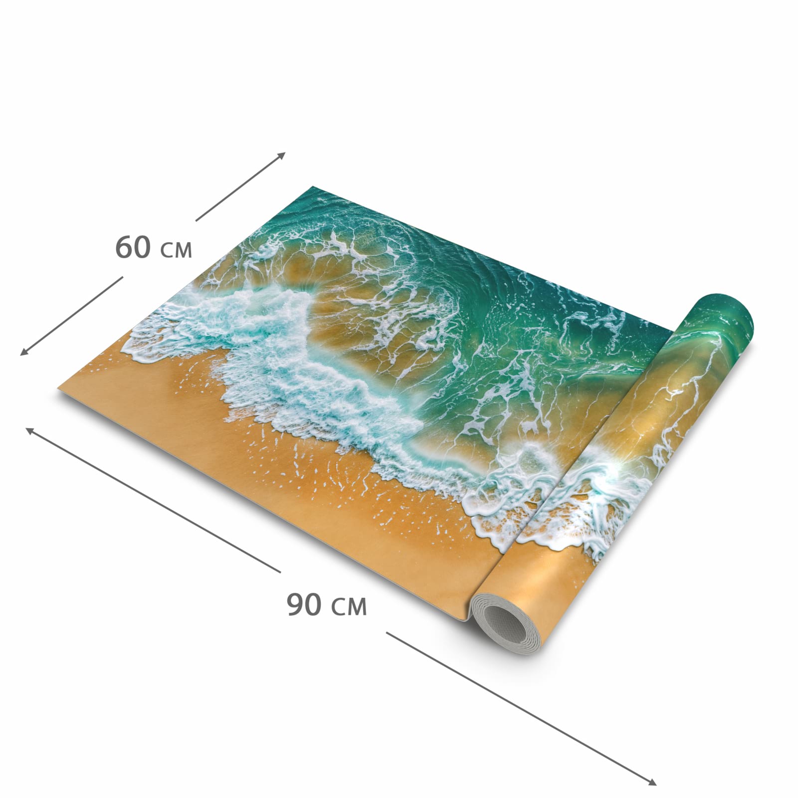 Rutschfester dünner Teppich mit Motiv Meeresbrandung in der Grösse 60x240 cm