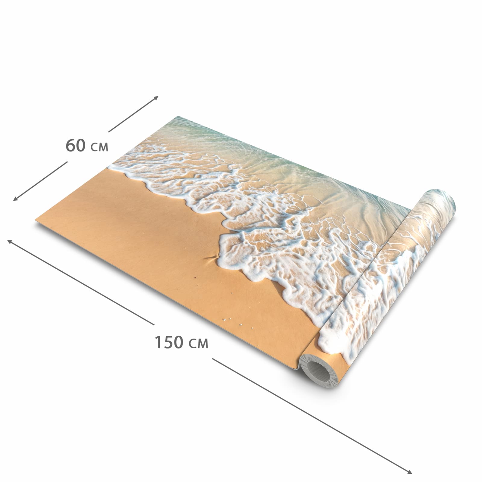 Abriebfester Küchenteppich mit Motiv Wellen am Strand in der Grösse 60x180 cm
