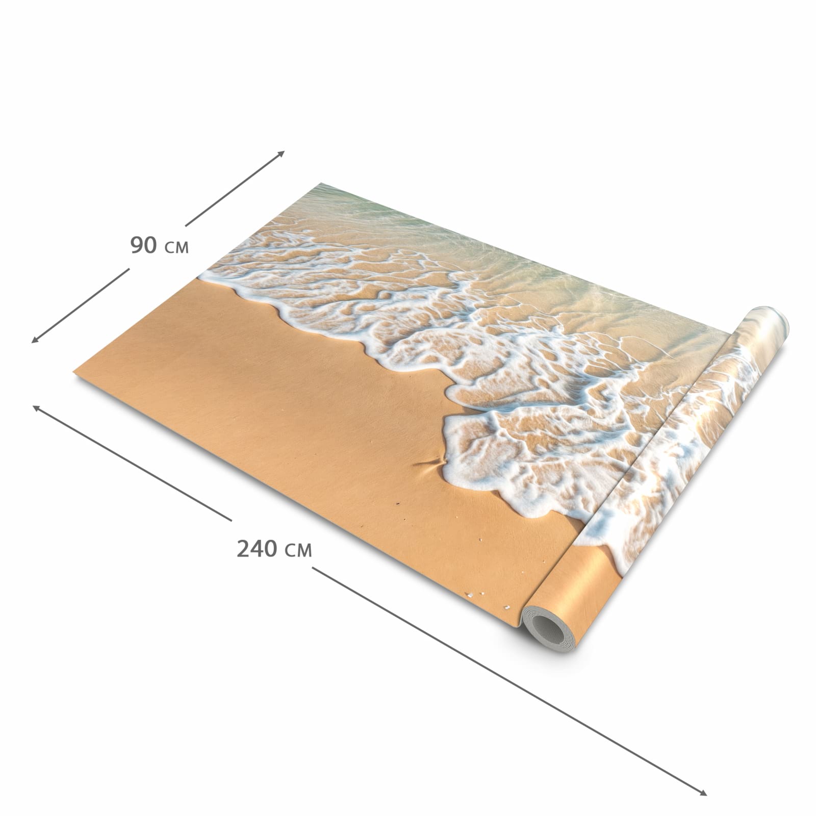 Rutschfester Teppichläufer für die Küche mit Motiv Wellen am Strand in der Grösse 60x240 cm