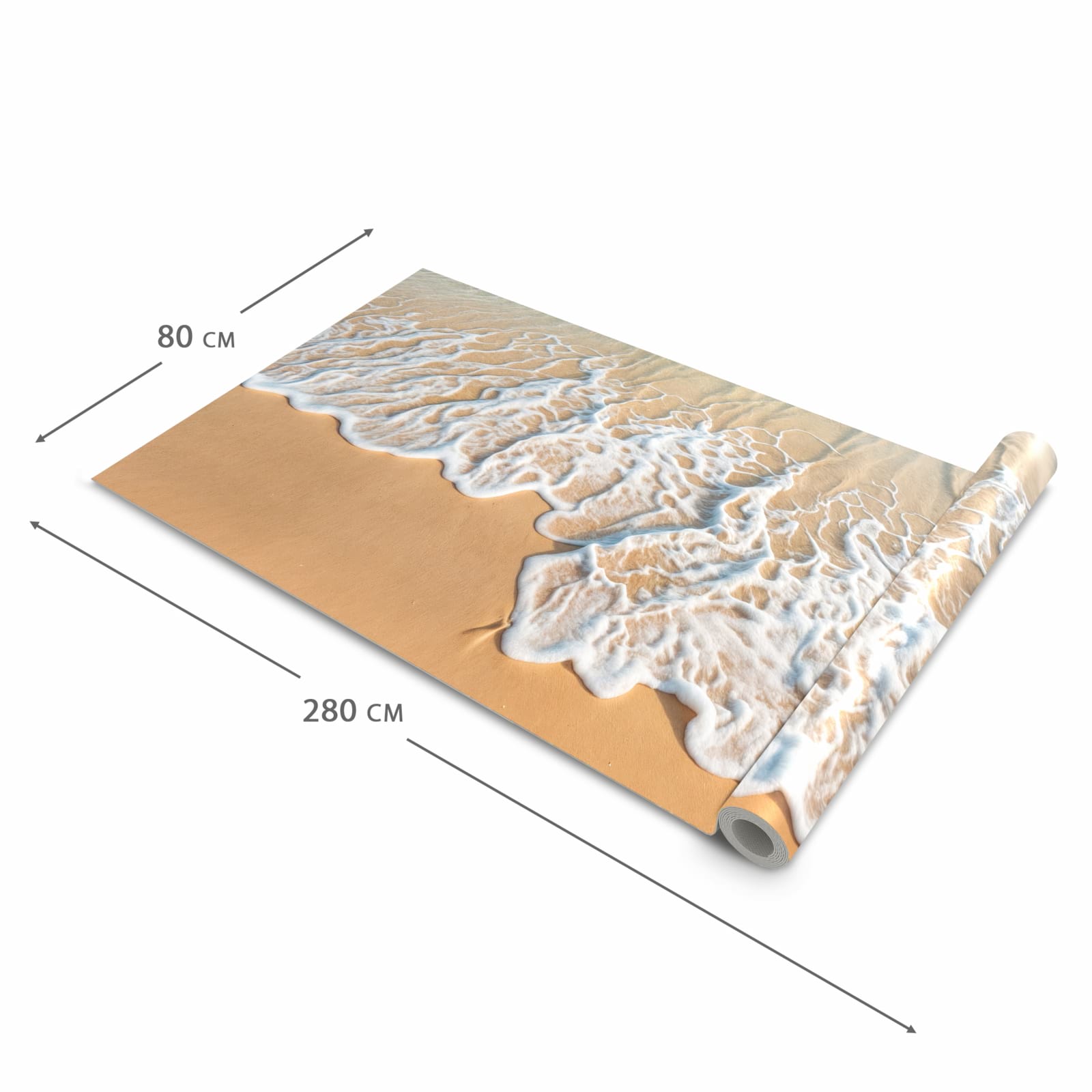 Flacher waschbarer Küchenteppich mit Motiv Wellen am Strand in der Grösse 60x180 cm
