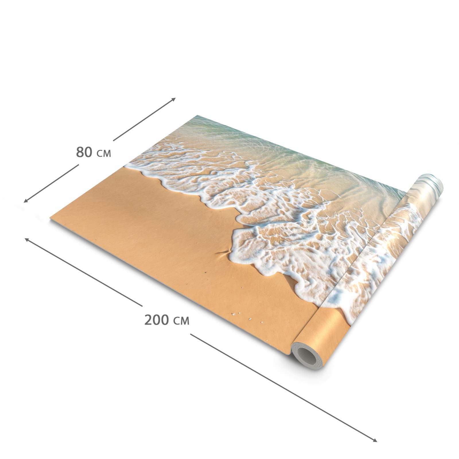 Geruchsneutraler Küchenteppich mit Motiv Wellen am Strand in der Grösse 60x180 cm
