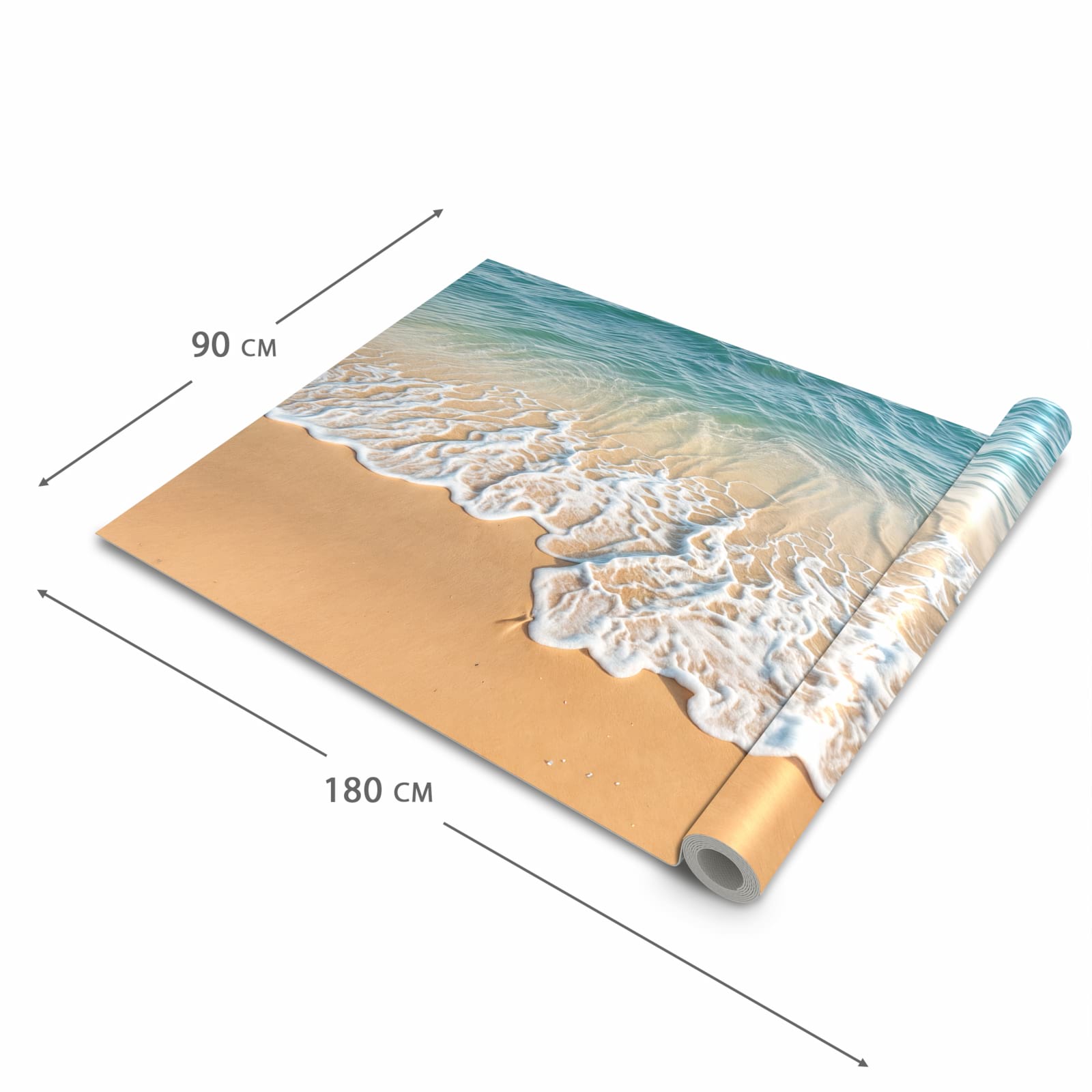 Komfortabler Küchenteppich mit Motiv Wellen am Strand in der Grösse 60x180 cm für die Küche
