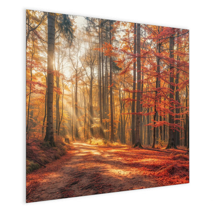 Magnettafel mit dem Motiv Waldweg im Herbstlicht