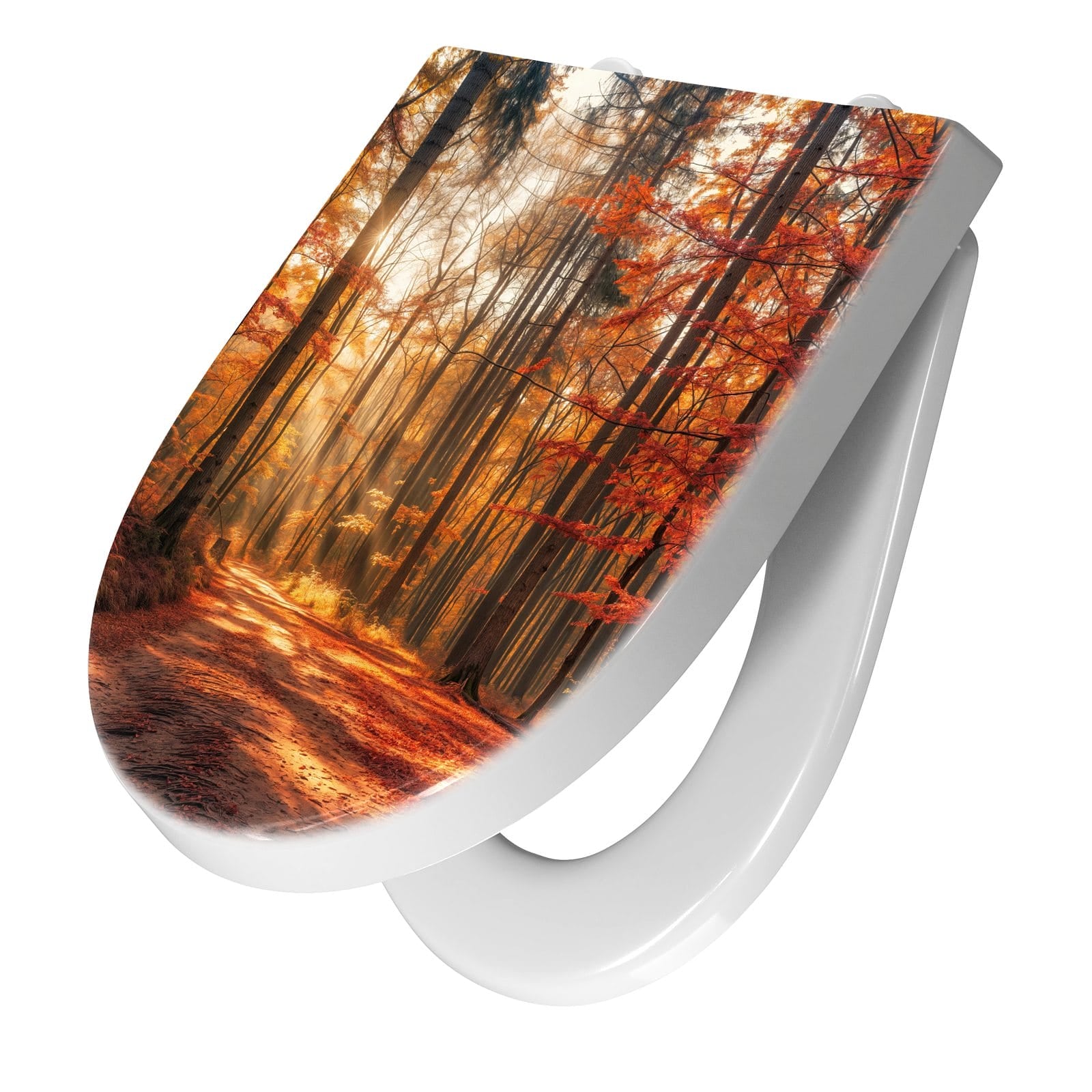 WC-Sitz mit Absenkautomatik Herbstlicher Waldweg