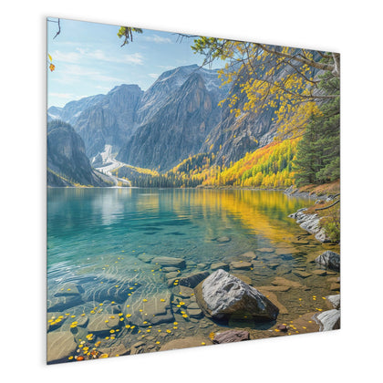 Magnettafel mit dem Motiv Bergsee im Herbst