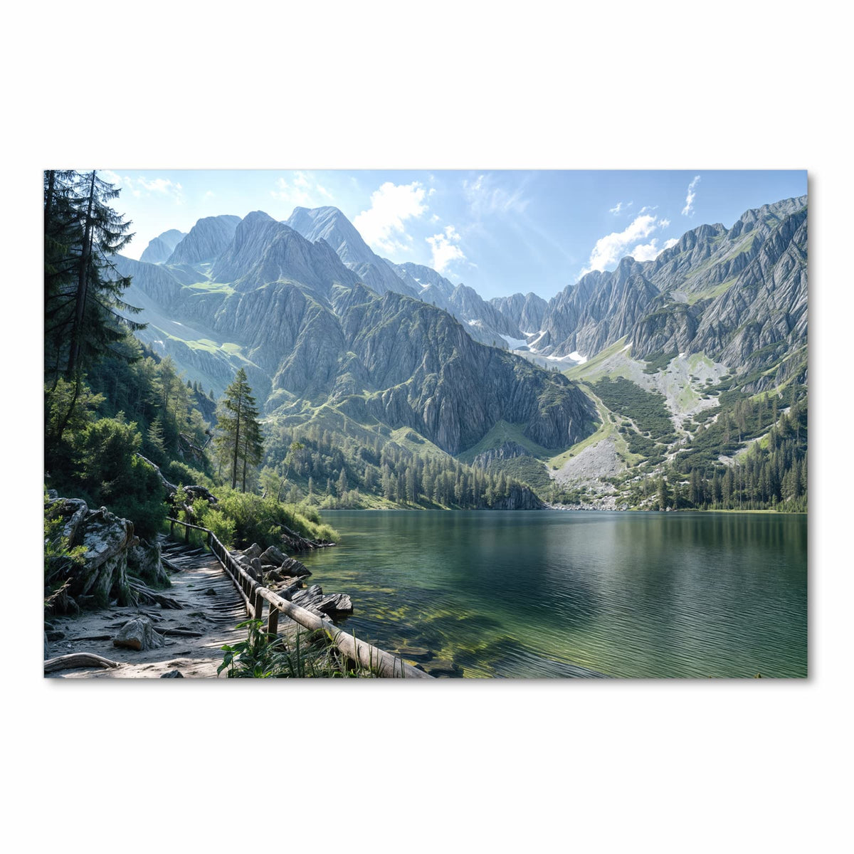 Abriebfester Küchenteppich mit Motiv Berglandschaft See in Frontansicht