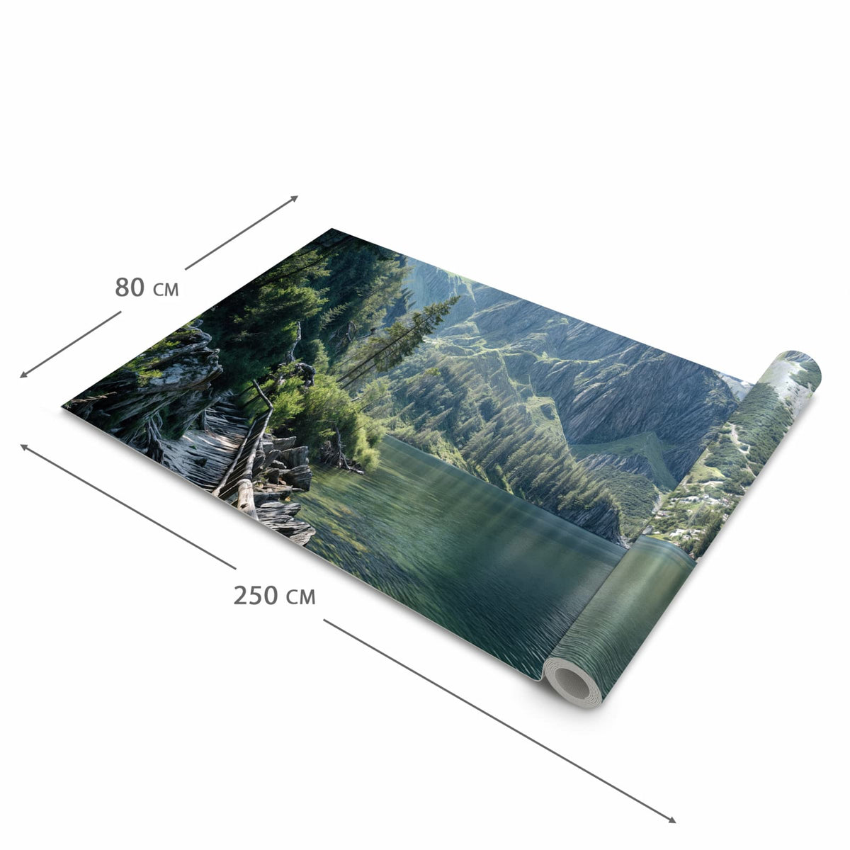 Formstabiler rutschfester Küchenteppich mit Motiv Berglandschaft See in der Grösse 60x150 cm