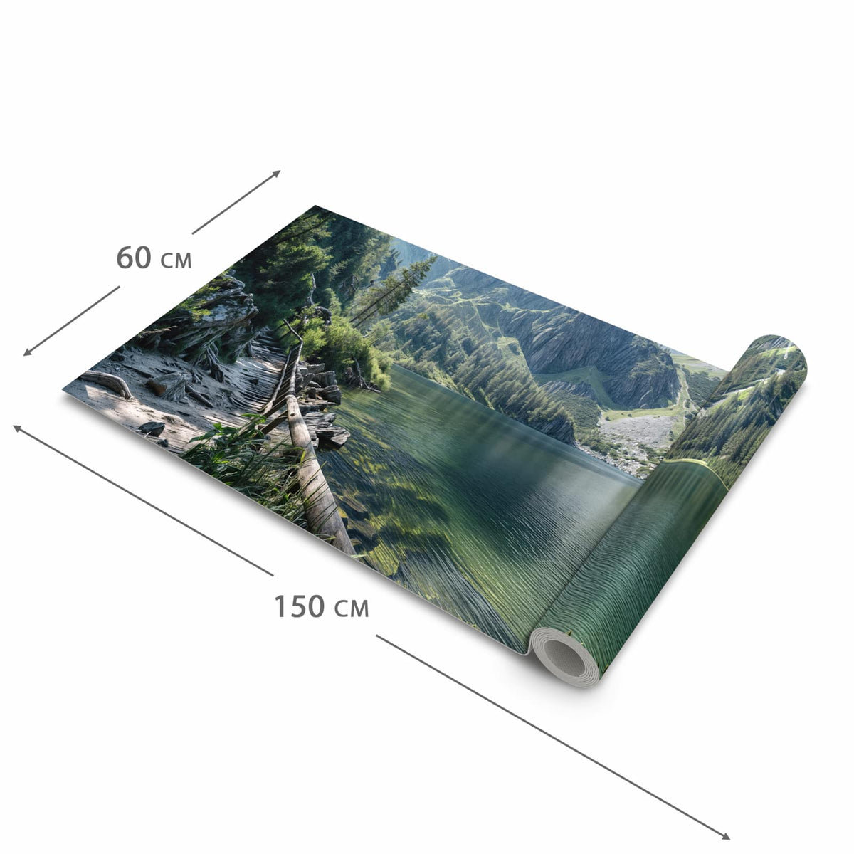 Langlebiger Läufer Eingangsbereich mit Motiv Berglandschaft See in der Grösse 60x150 cm