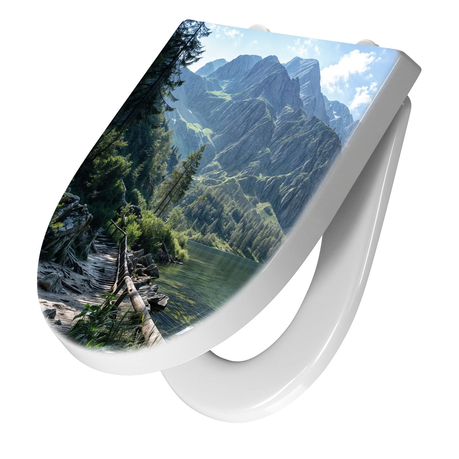 WC-Sitz mit Absenkautomatik Berglandschaft See