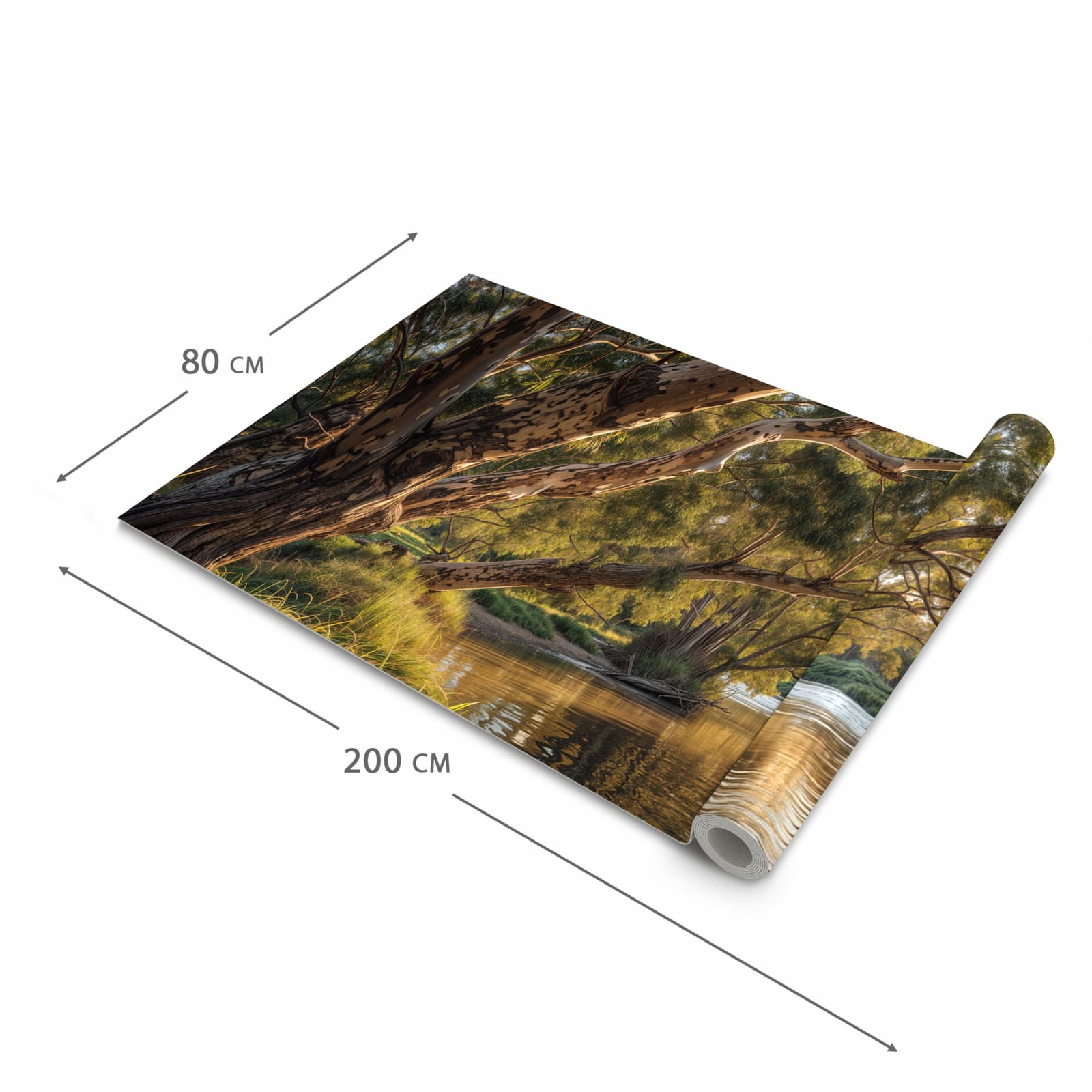 Komfortabler waschbarer Küchenteppich mit Motiv Baum am Flussufer in der Grösse 60x150 cm