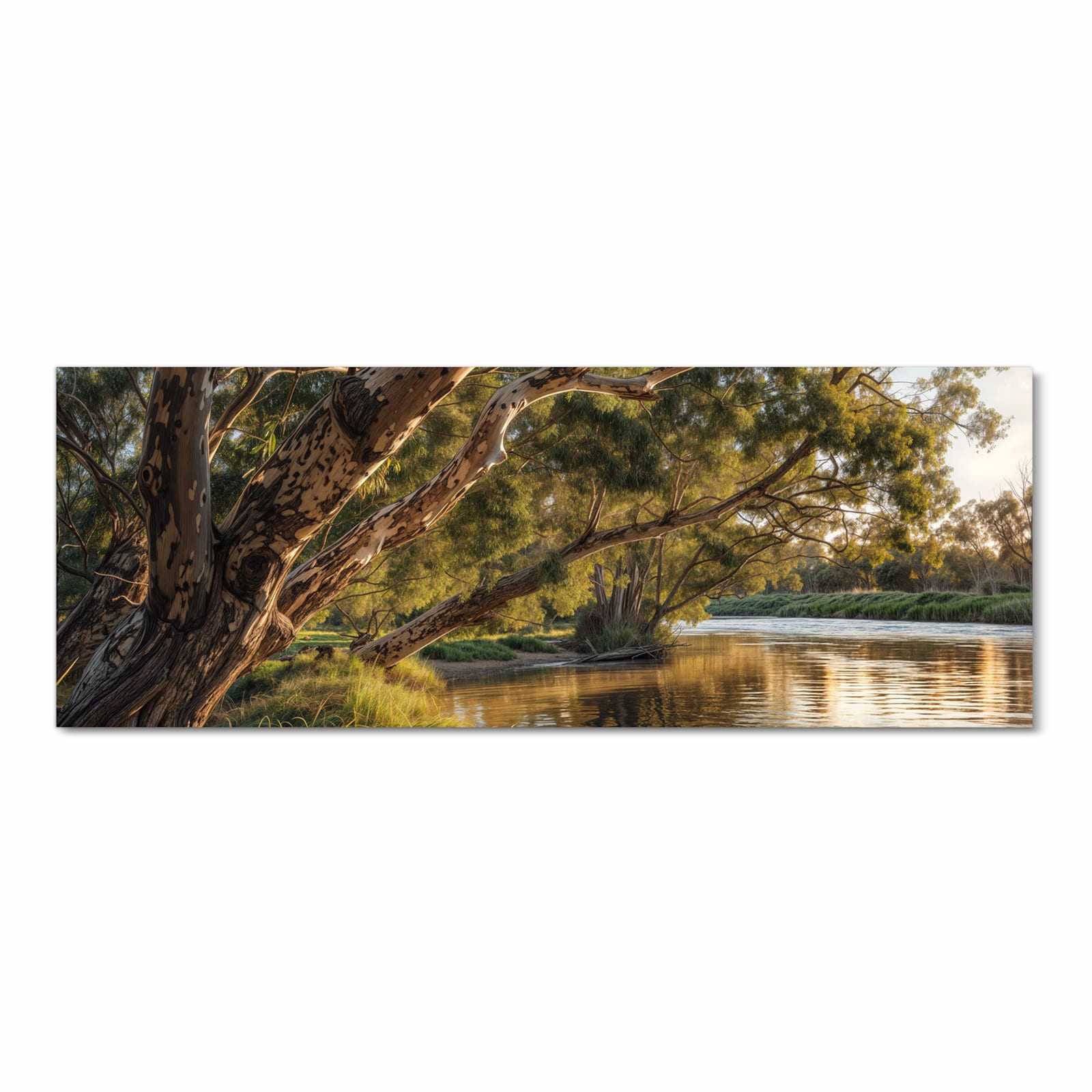 Abwaschbarer Küchenläufer mit Motiv Baum am Flussufer in Frontansicht für Ordnung
