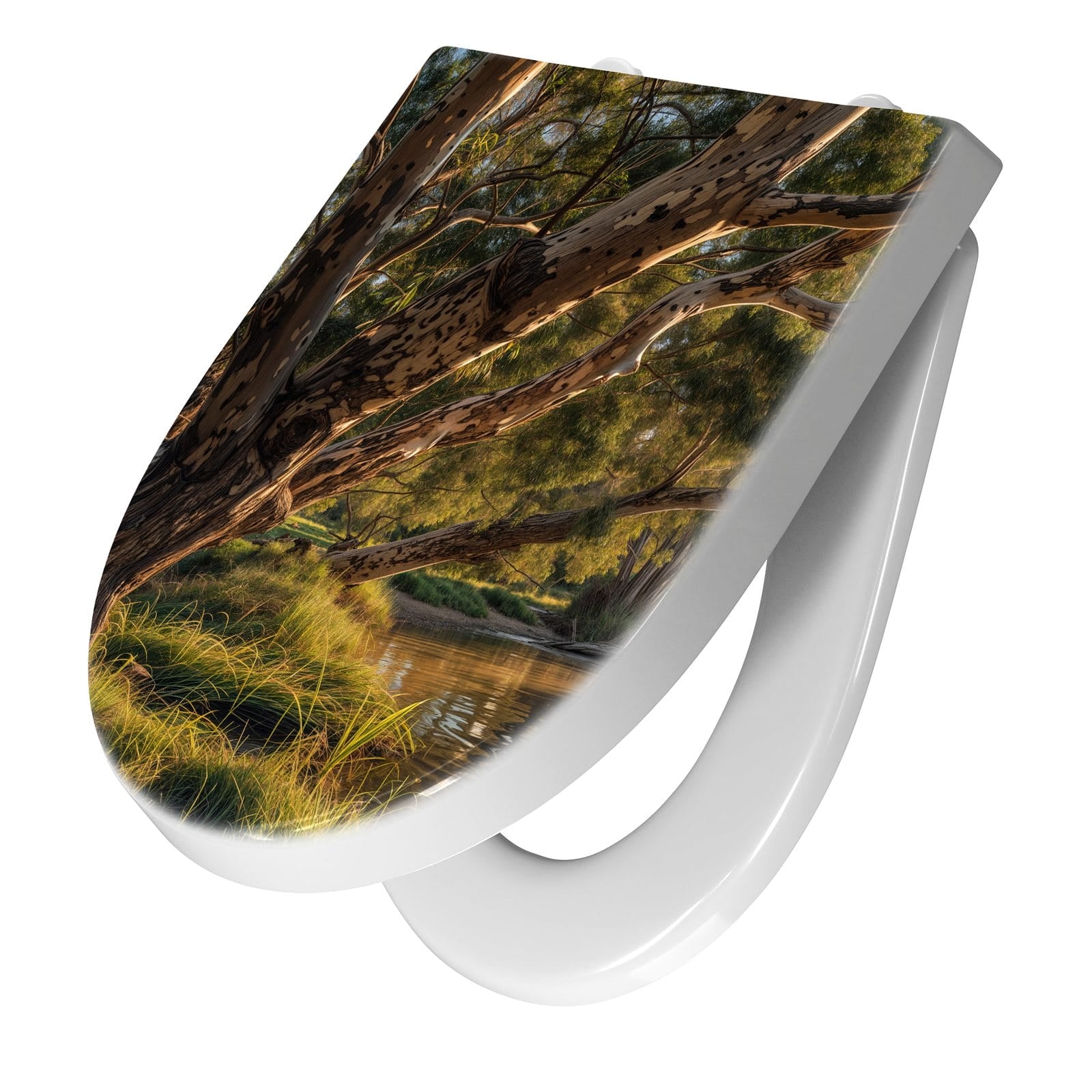 WC-Sitz mit Absenkautomatik Baum am Flussufer