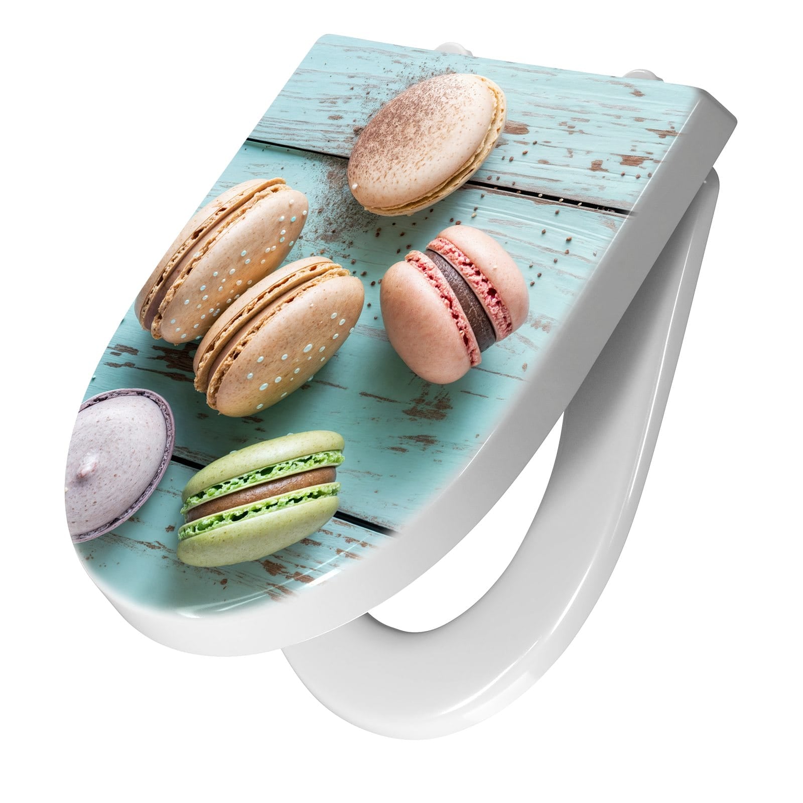 WC-Sitz mit Absenkautomatik Macarons auf Holz