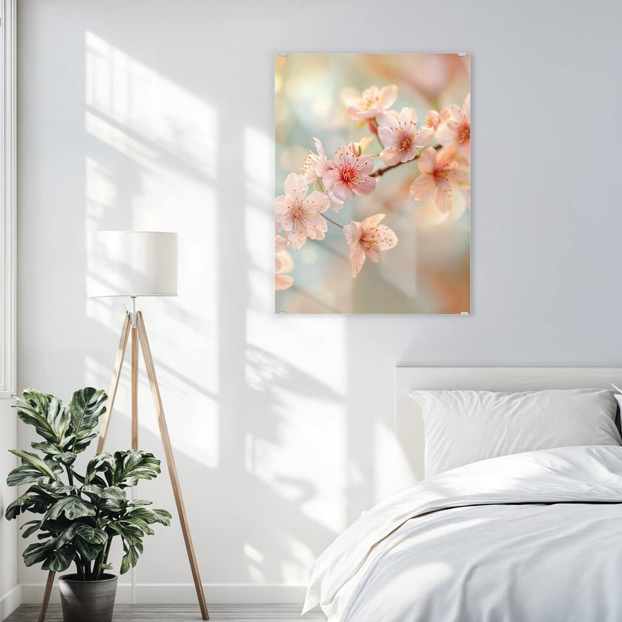 Maße Wandbild - Kirschzweig in Blüte - Hochformat
