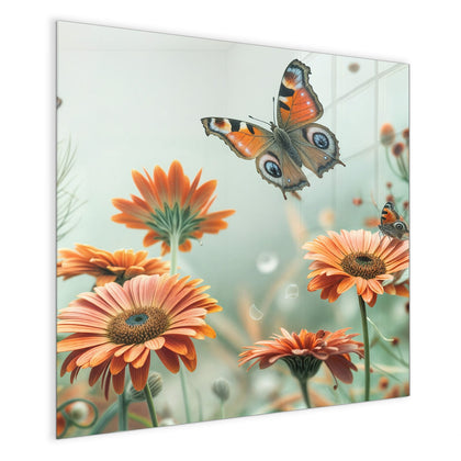 Magnettafel mit dem Motiv Falter und Gerbera