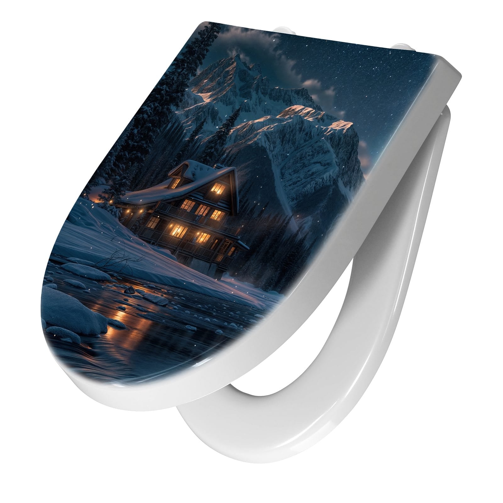 WC-Sitz mit Absenkautomatik Berghütte im Winter