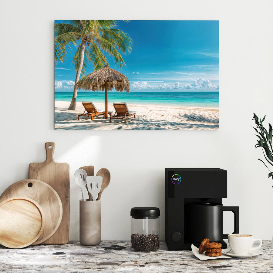 Maße Metall Magnettafel - Liegestühle am Strand
