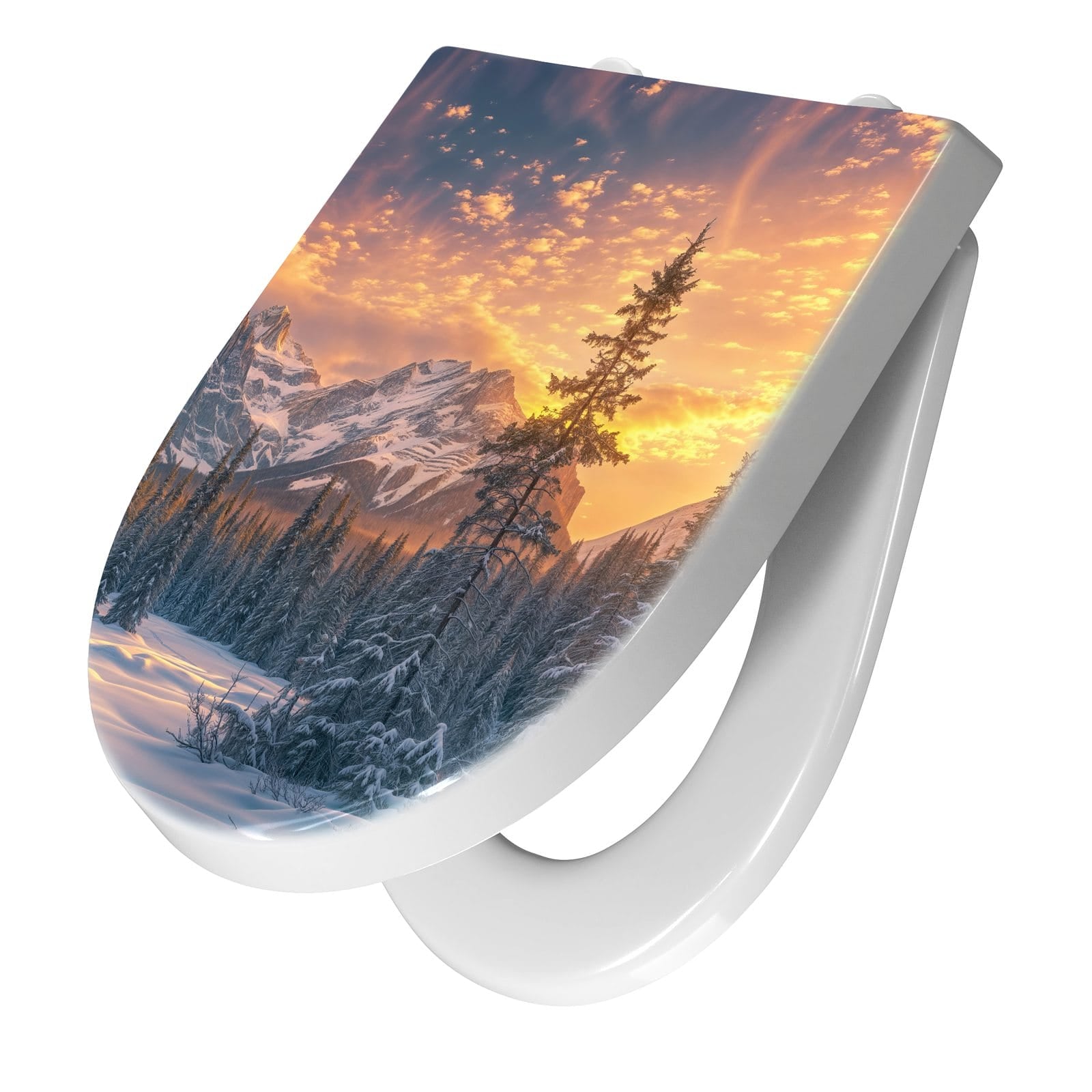 WC-Sitz mit Absenkautomatik Berglandschaft Winter