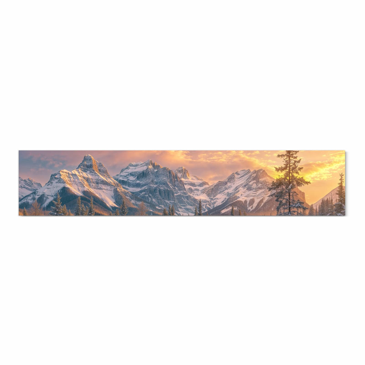 Geruchsneutraler waschbarer Küchenteppich mit Motiv Berglandschaft Winter in Frontansicht