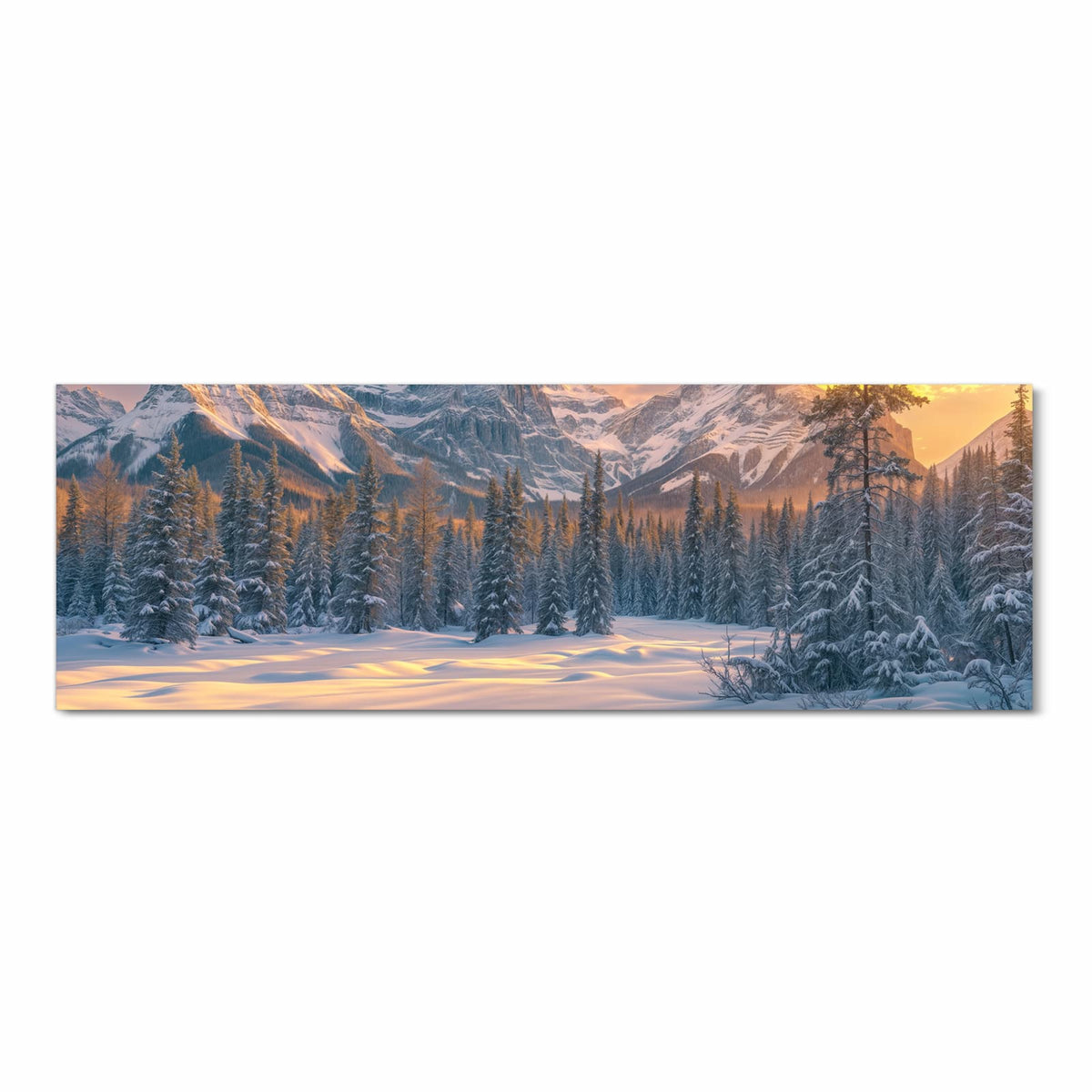 Wasserabweisender Küchenteppich mit Motiv Berglandschaft Winter in Frontansicht
