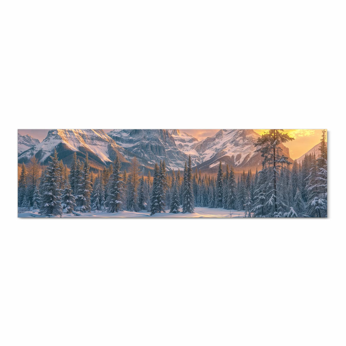 Pflegeleichter rutschfester Küchenteppich mit Motiv Berglandschaft Winter in Frontansicht