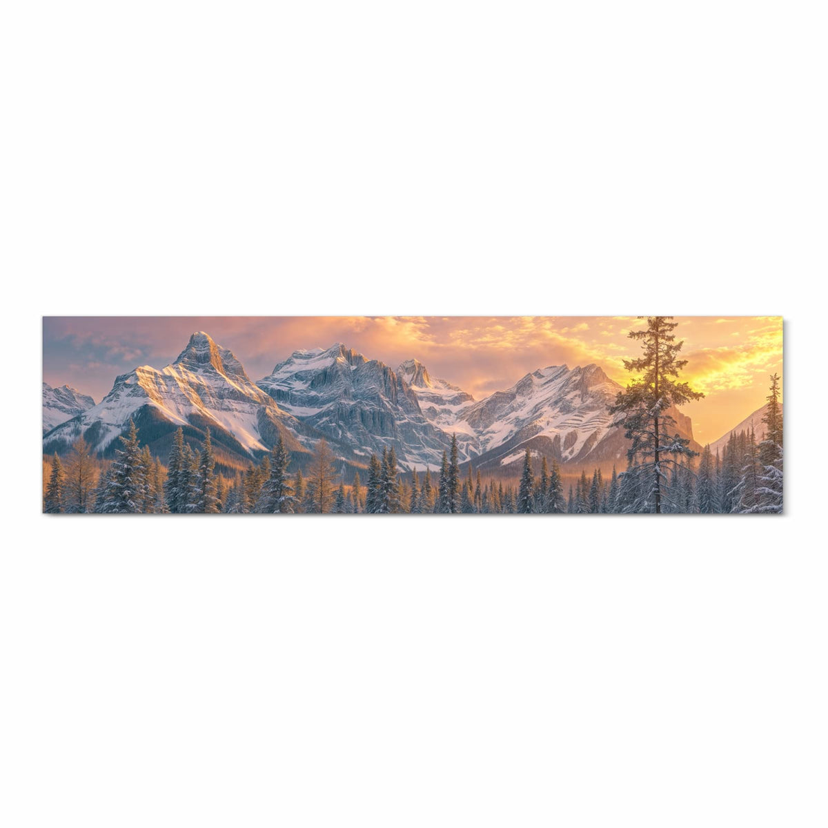 Komfortabler waschbarer Küchenteppich mit Motiv Berglandschaft Winter in Frontansicht