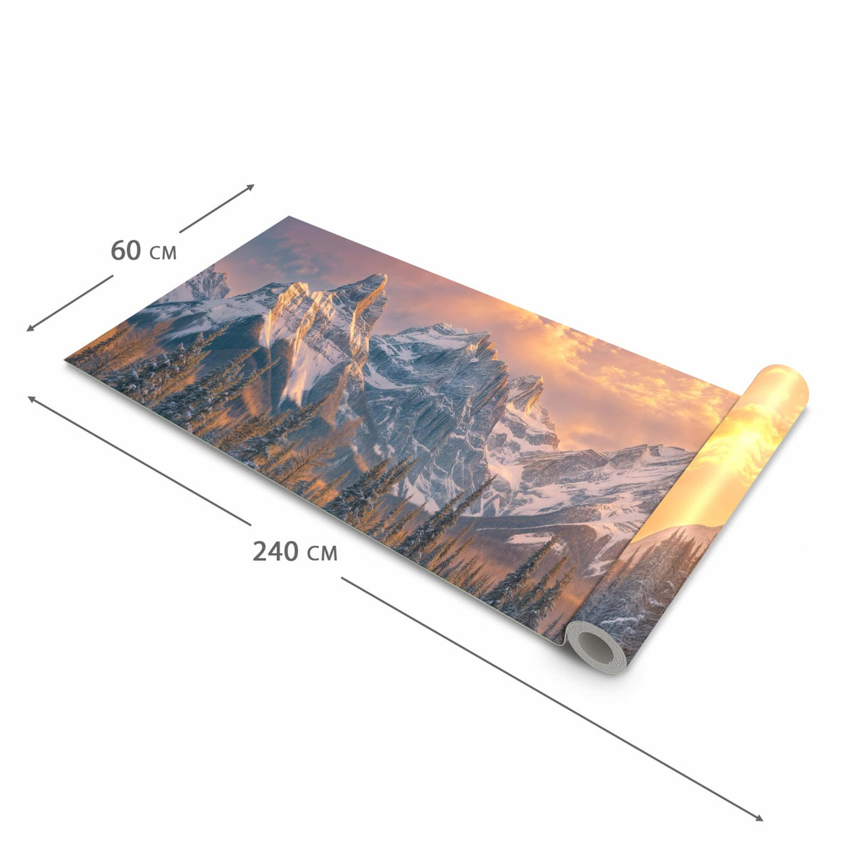 Komfortabler moderner Küchenläufer mit Motiv Berglandschaft Winter in der Grösse 90x180 cm