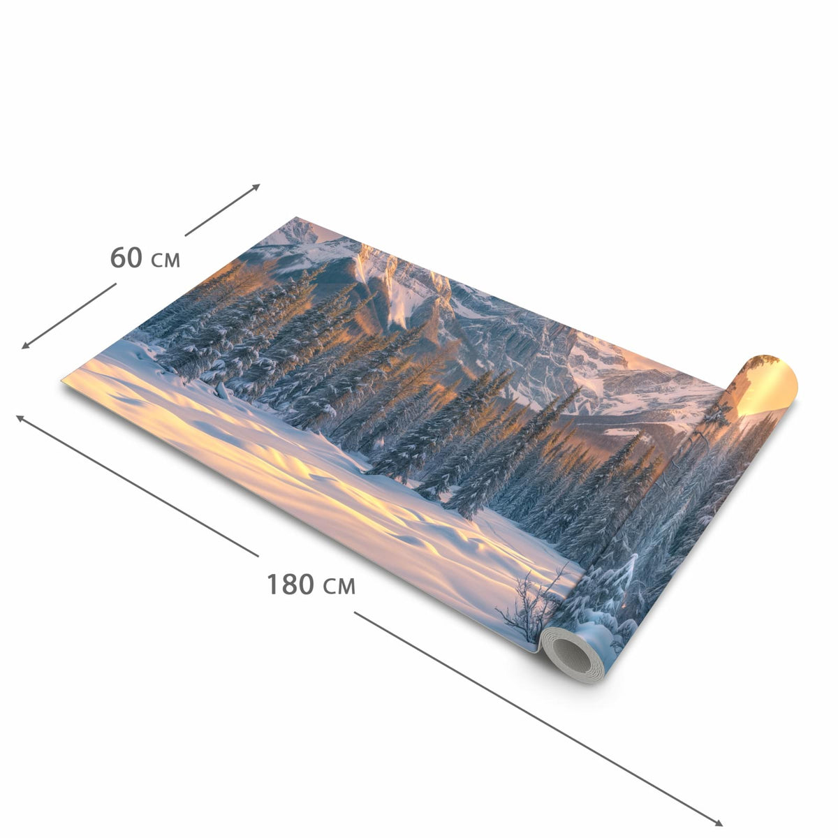 Pflegeleichter Küchenläufer mit Motiv Berglandschaft Winter in der Grösse 90x180 cm zum Waschen