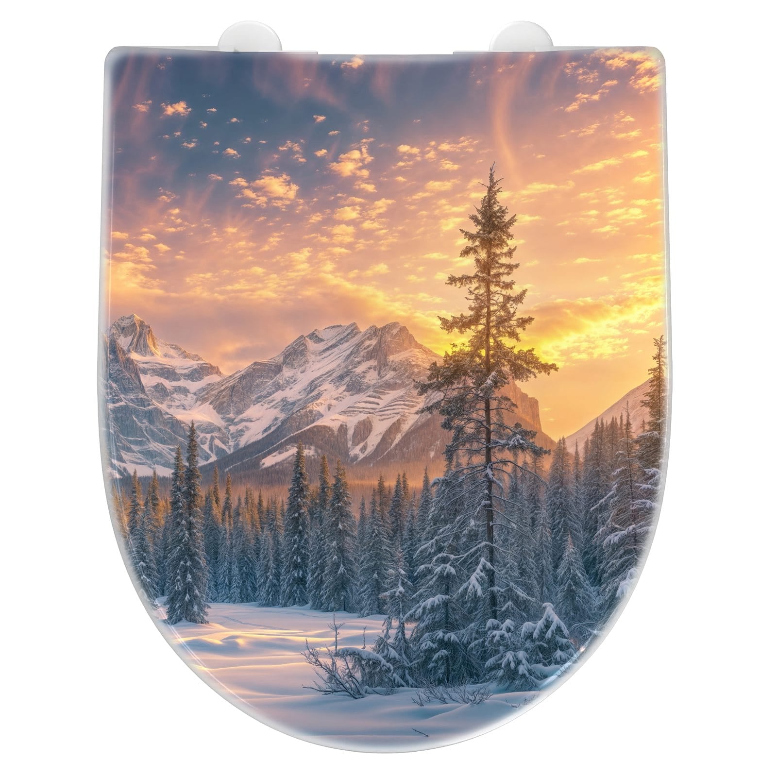 WC-Sitz mit Absenkautomatik Berglandschaft Winter