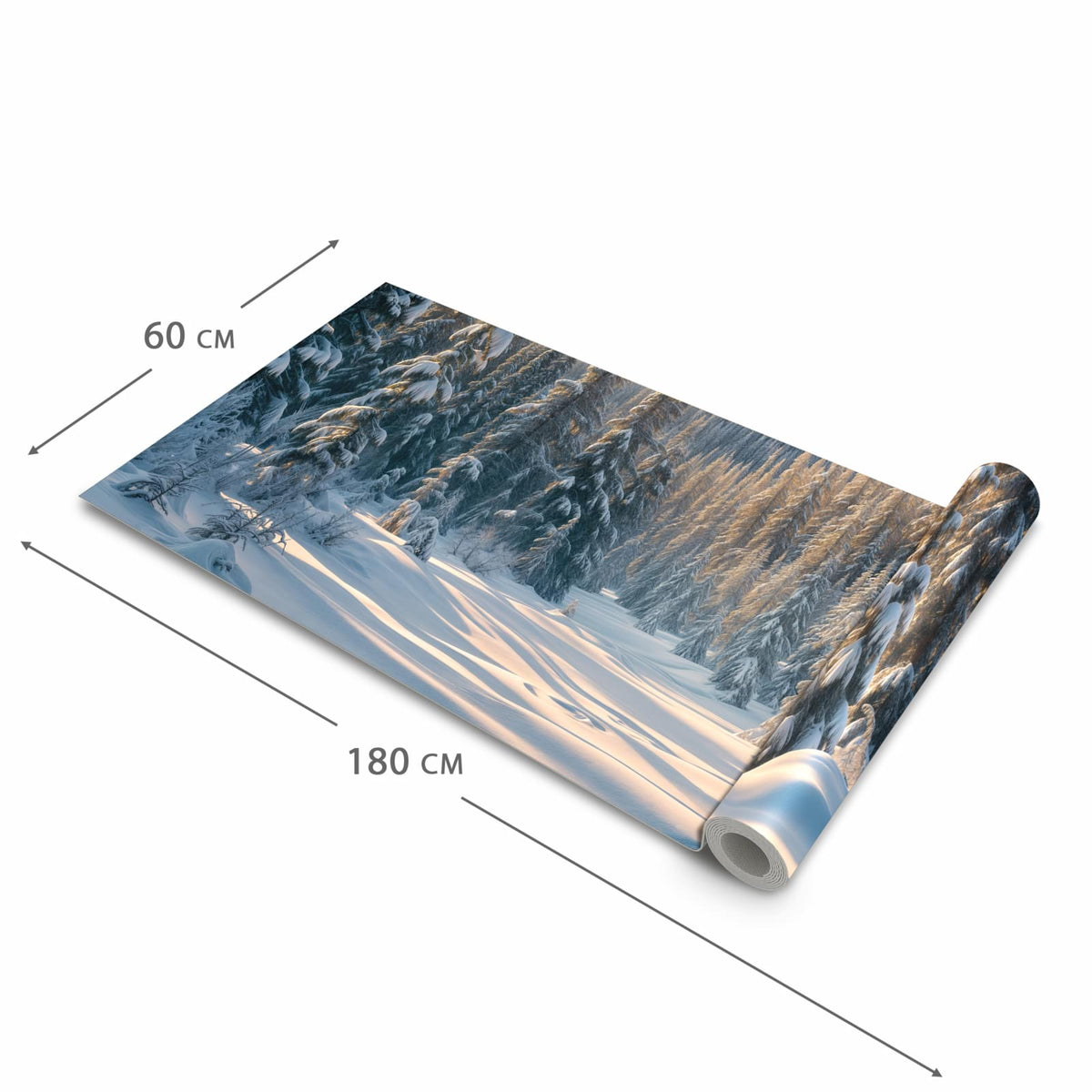 Formstabiler großer Küchenteppich mit Motiv Winterlandschaft in der Größe 80x300 cm
