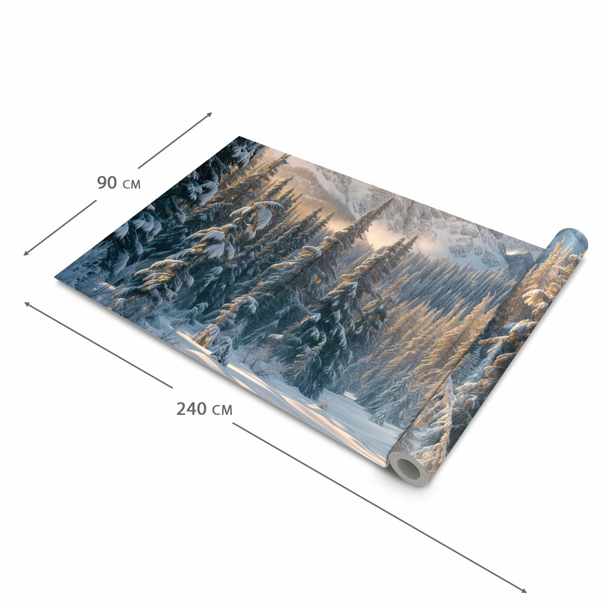 Geruchsneutraler rutschfester Küchenläufer mit Motiv Winterlandschaft in der Größe 90x180 cm