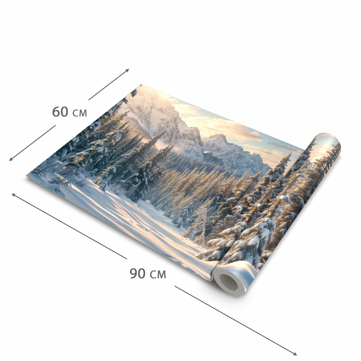Abriebfester Küchenläufer mit Motiv Winterlandschaft in der Grösse 90x180 cm