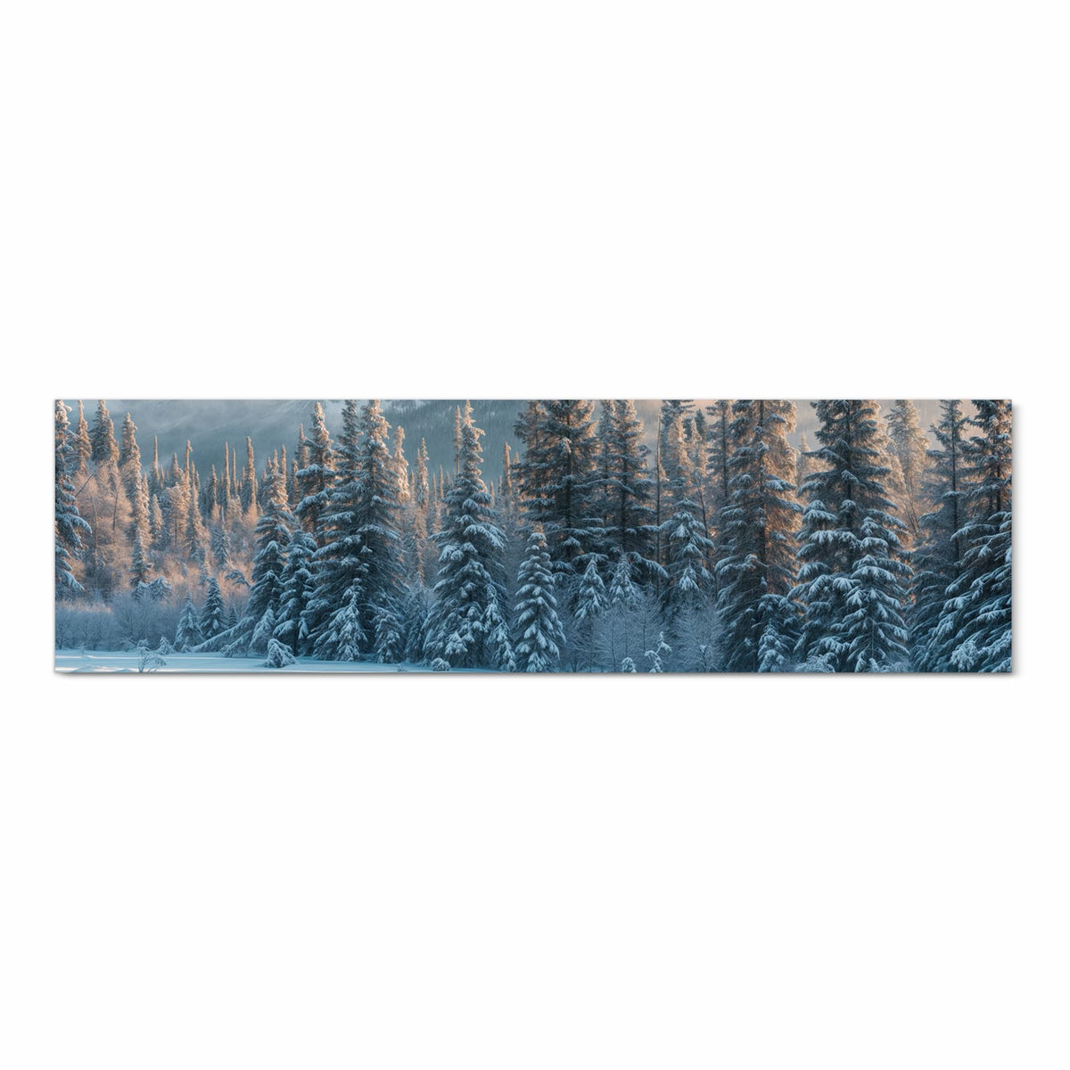 Strapazierfähiger Teppichläufer für die Küche mit Motiv Schneebedeckte Berge in Frontansicht