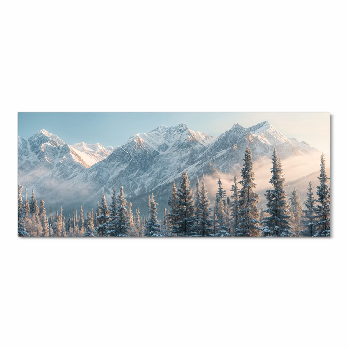 Geräuschdämpfender Läufer für die Küche mit Motiv Schneebedeckte Berge in Frontansicht