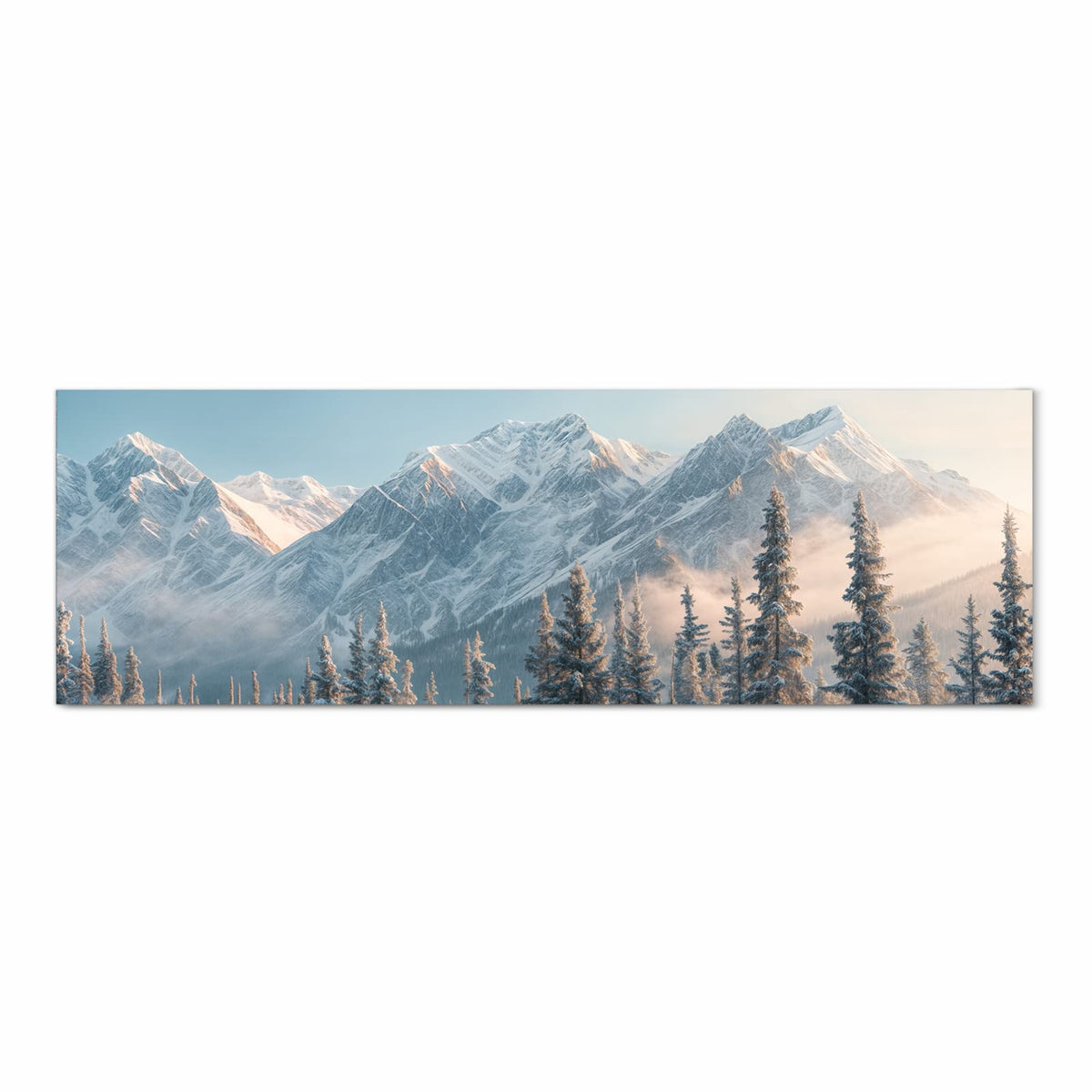 Hygienischer Küchenläufer mit Motiv Schneebedeckte Berge in Frontansicht