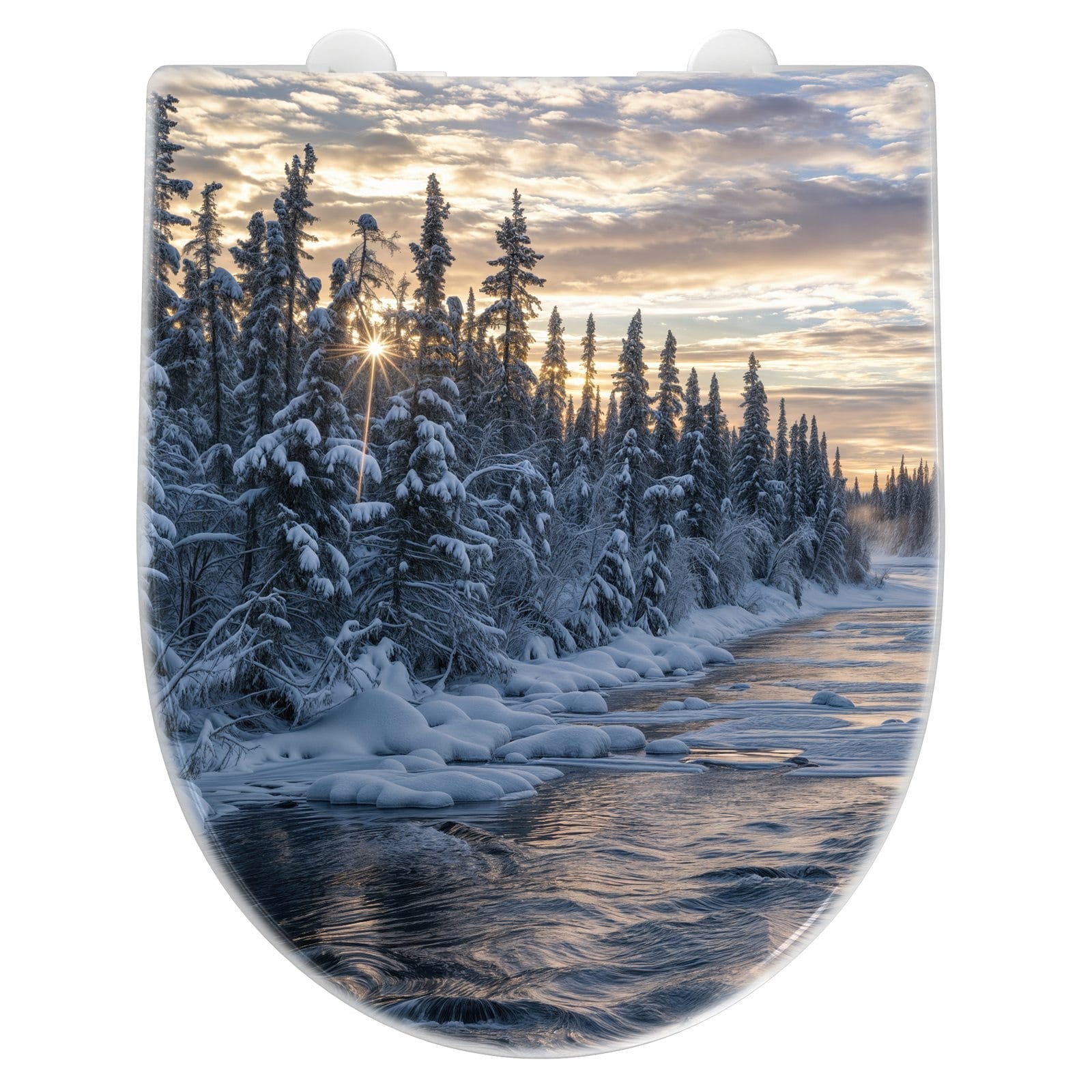 WC-Sitz mit Absenkautomatik Winterflusswald