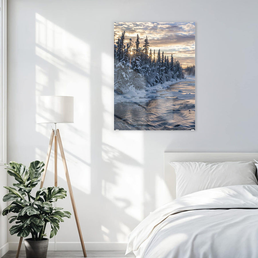 Maße Wandbild - Fluss zwischen Tannen - Hochformat