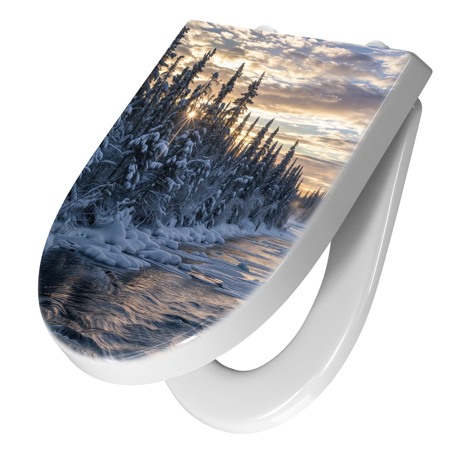 WC-Sitz mit Absenkautomatik Winterflusswald